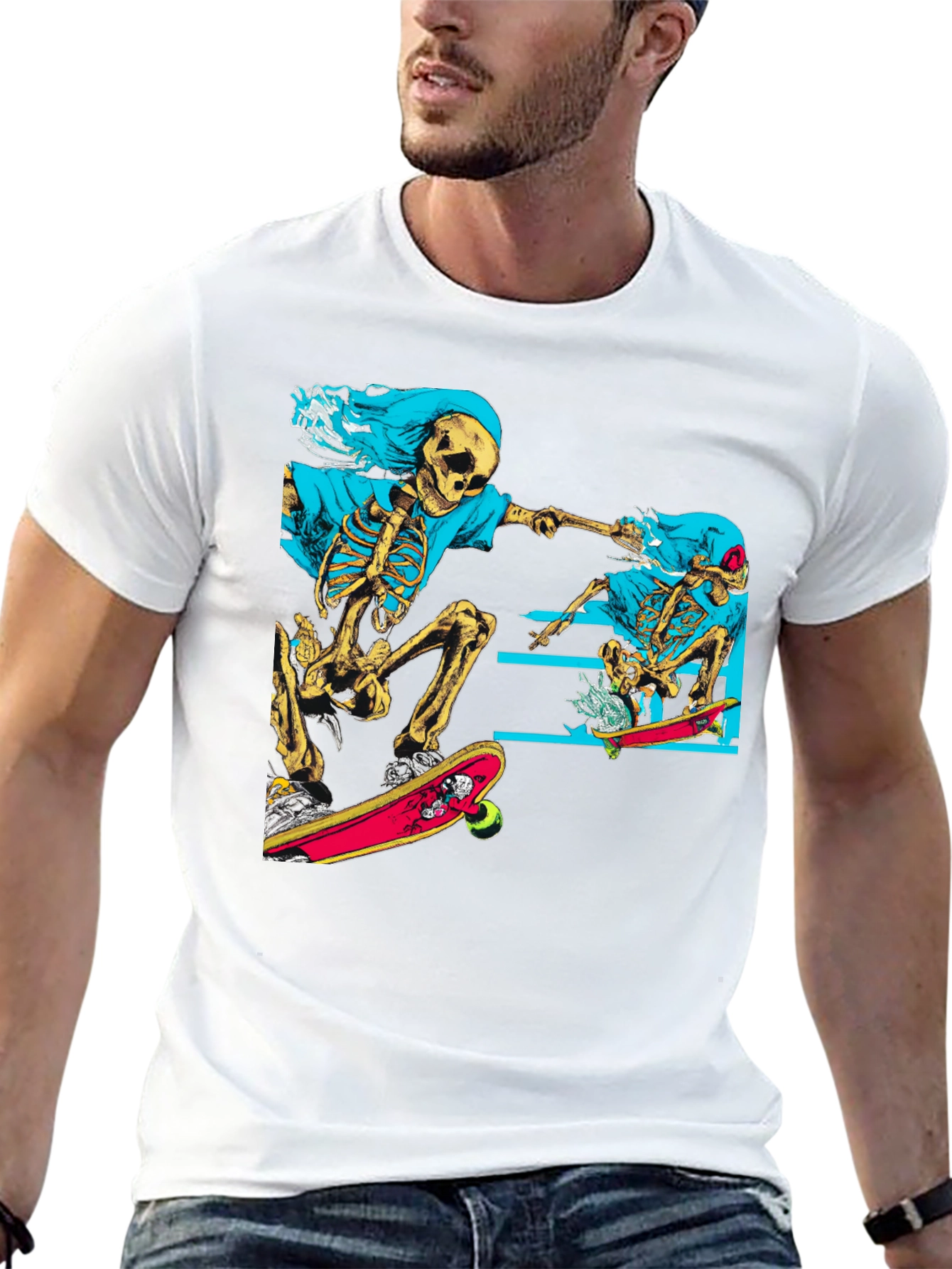 Skeleton Skateboard T-Shirt - Graphic Tee