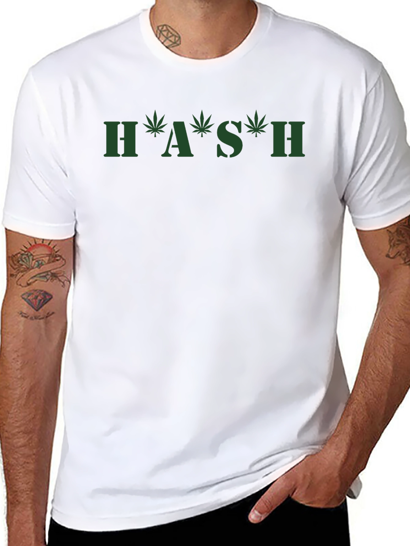 H*A*S*H Graphic Tee - Marijuana Leaf Design