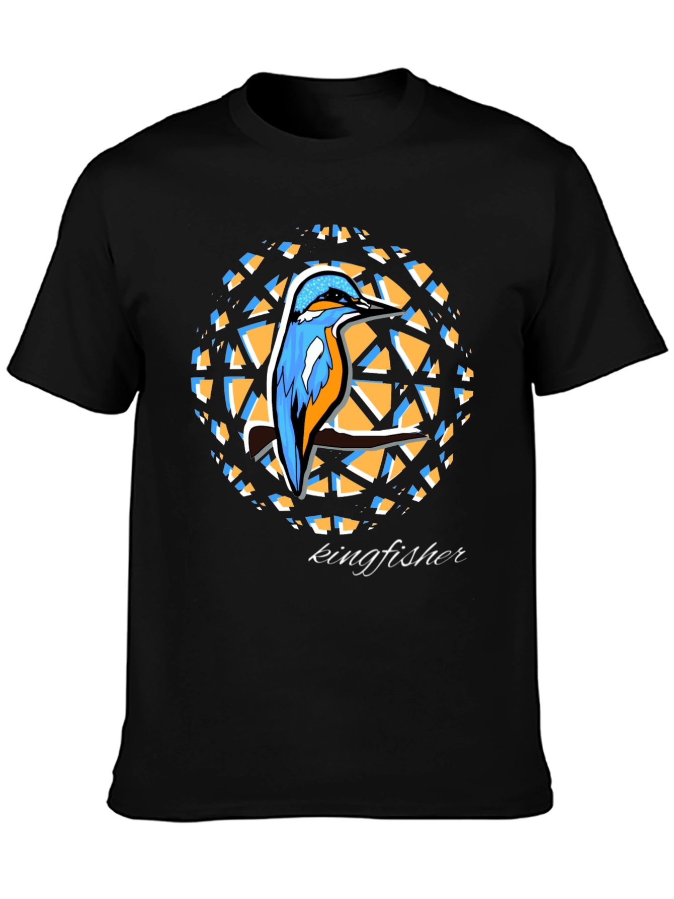 Kingfisher Graphic Print Black T-Shirt