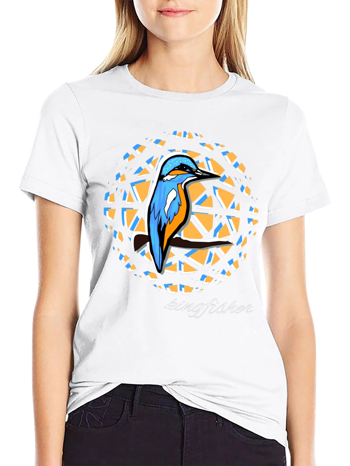 Kingfisher Graphic Print Black T-Shirt