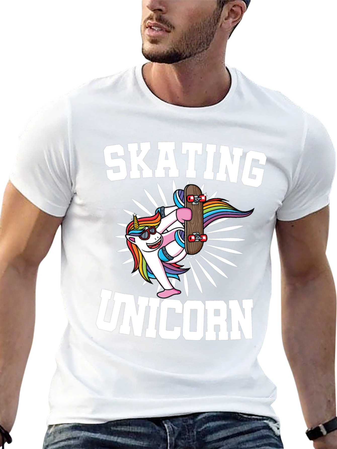 Skating Unicorn Graphic T-Shirt