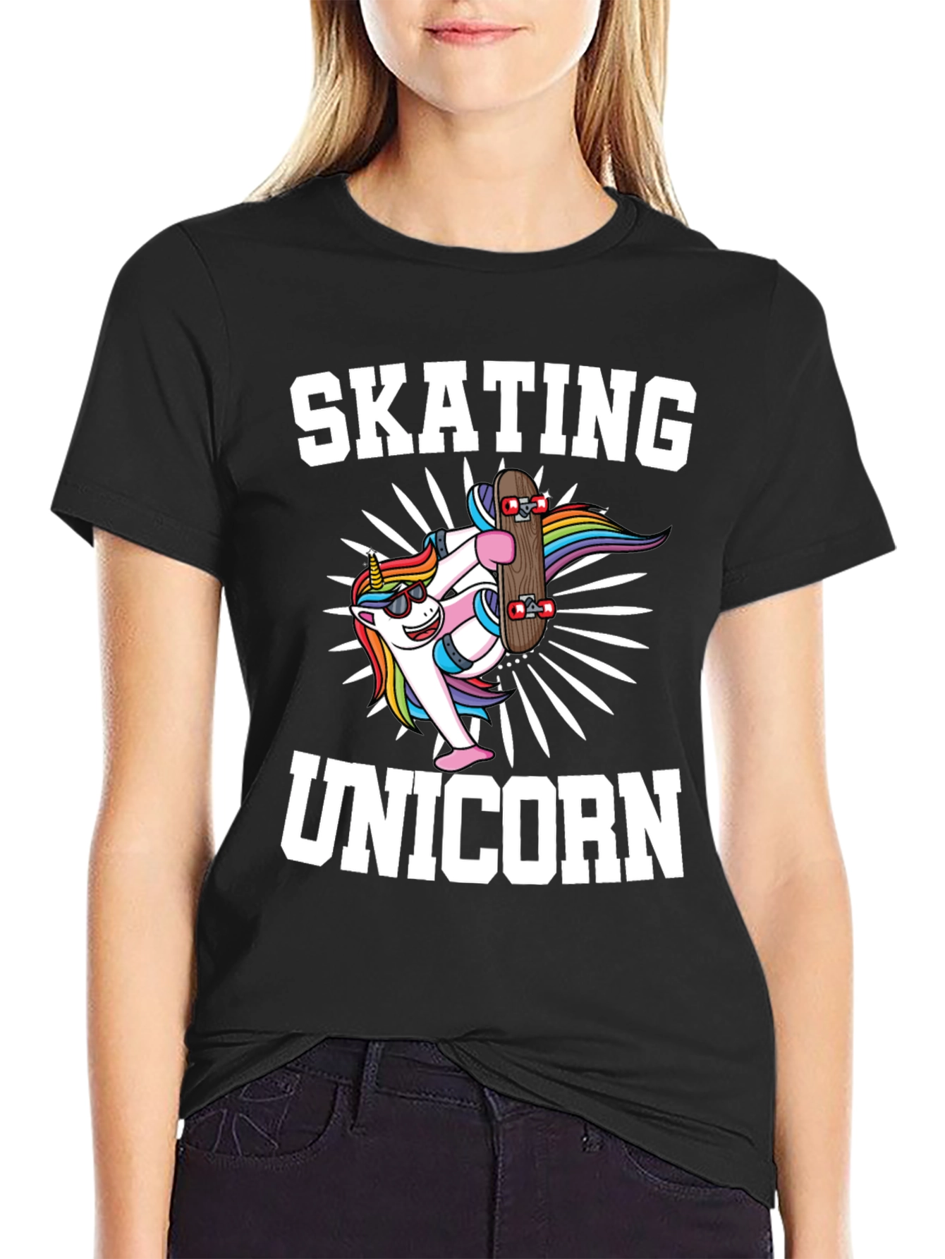 Skating Unicorn Graphic T-Shirt