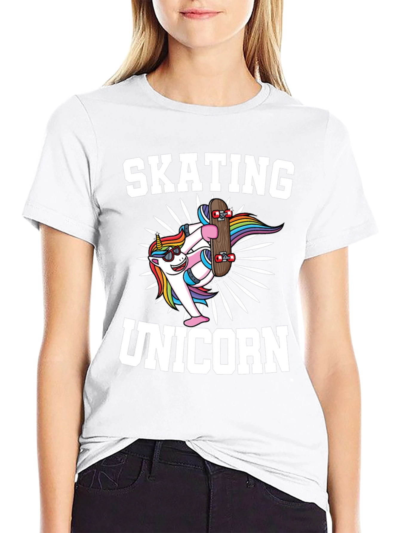 Skating Unicorn Graphic T-Shirt