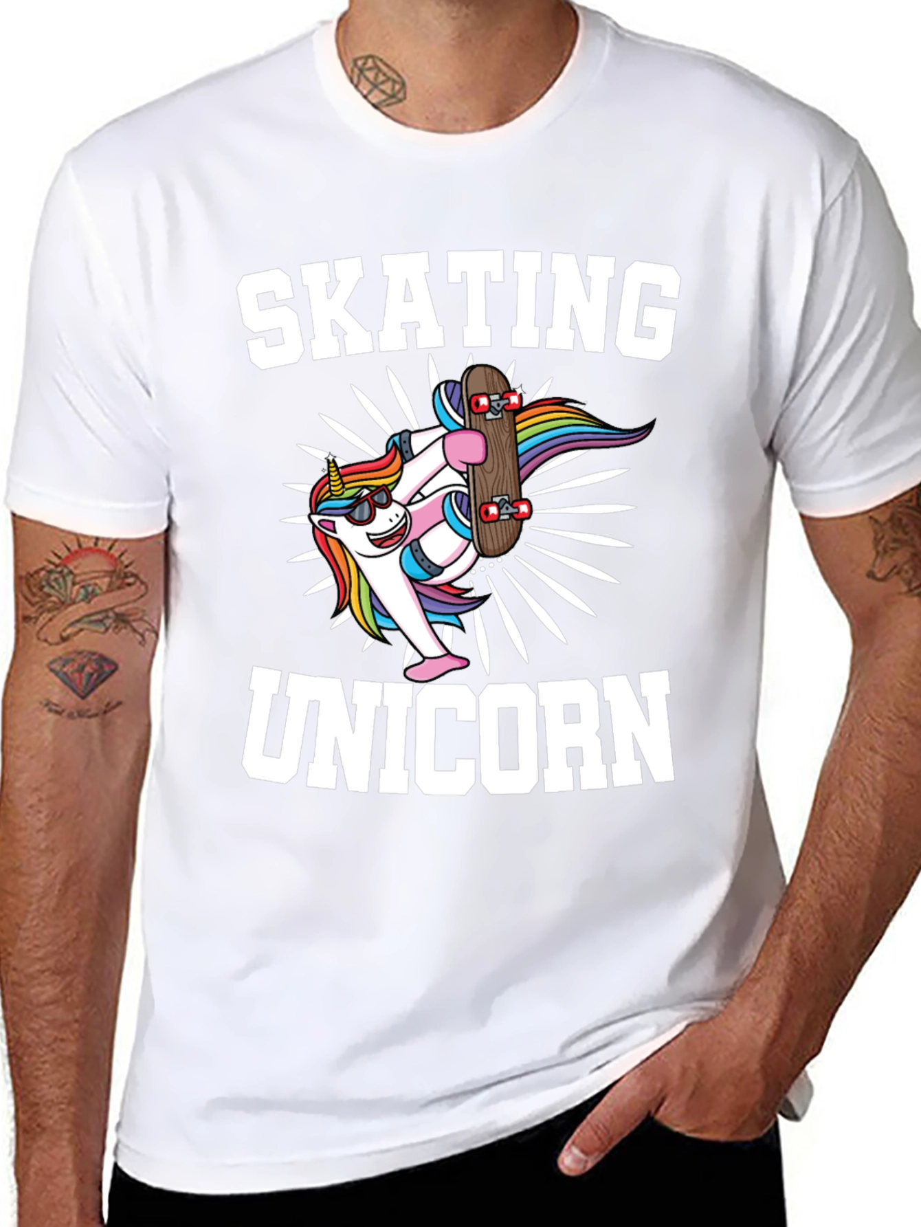 Skating Unicorn Graphic T-Shirt