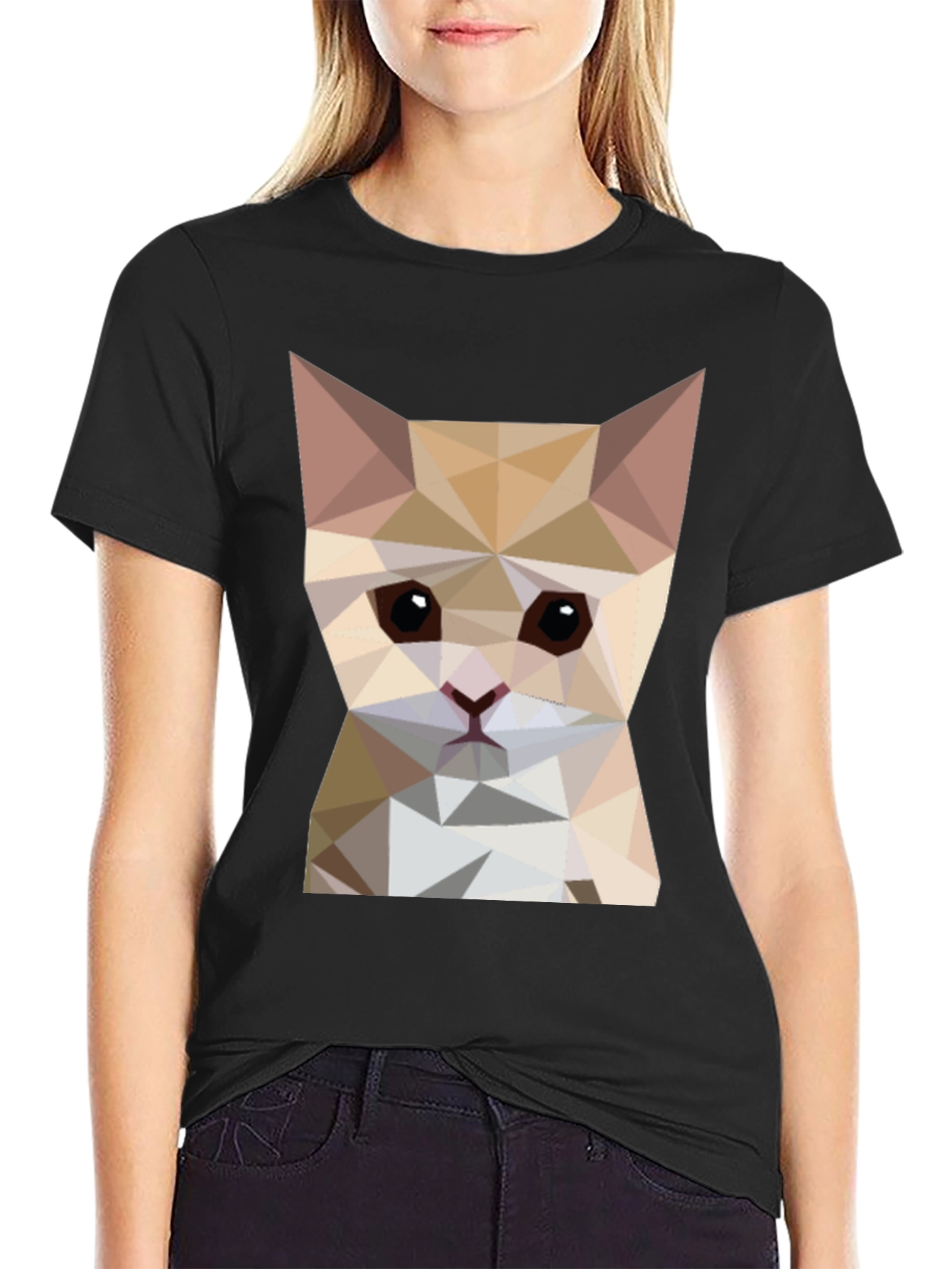 Geometric Cat T-Shirt - Modern Style