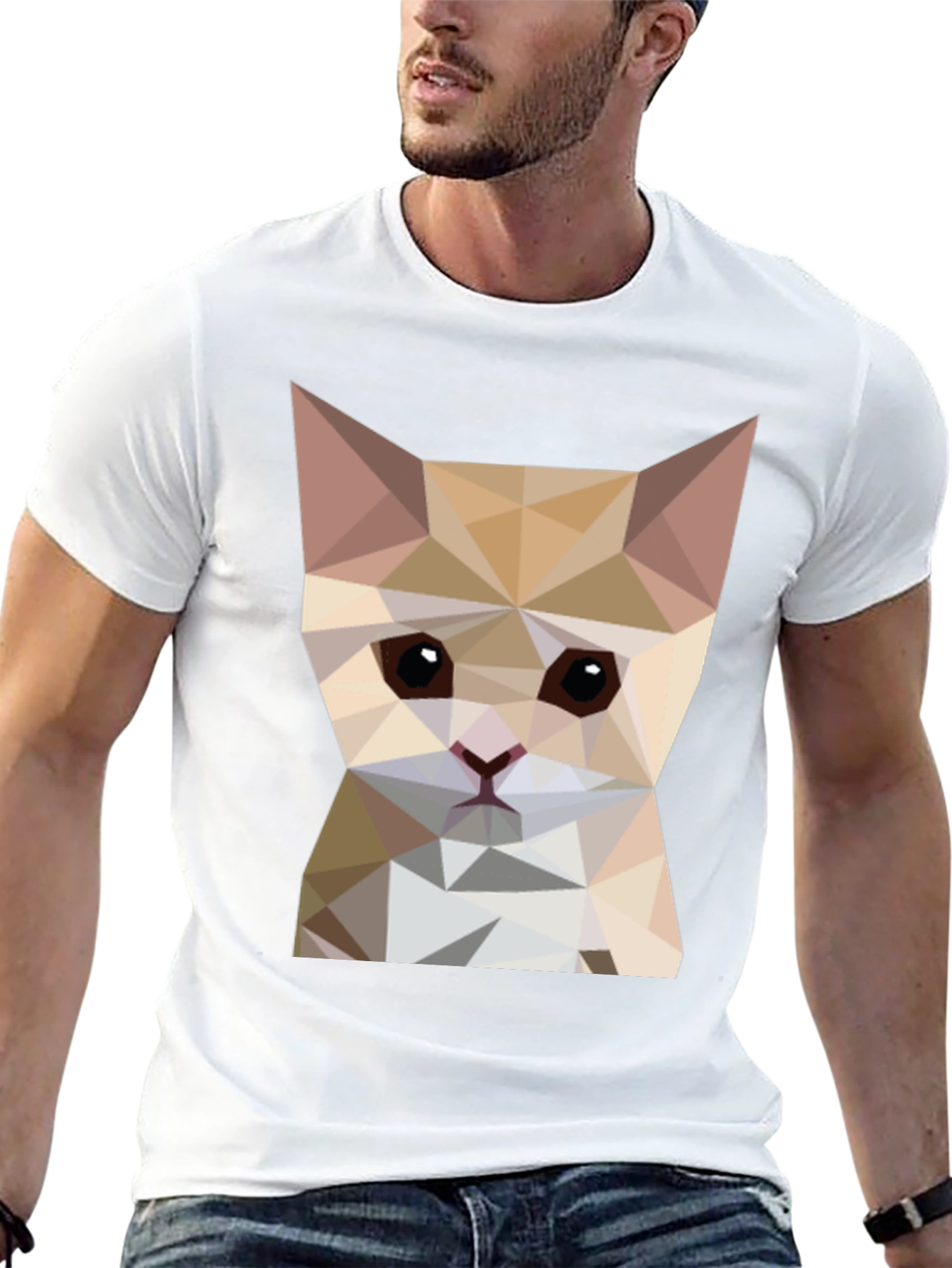 Geometric Cat T-Shirt - Modern Style