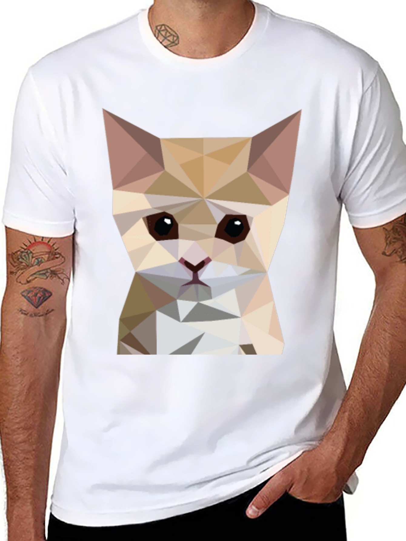 Geometric Cat T-Shirt - Modern Style