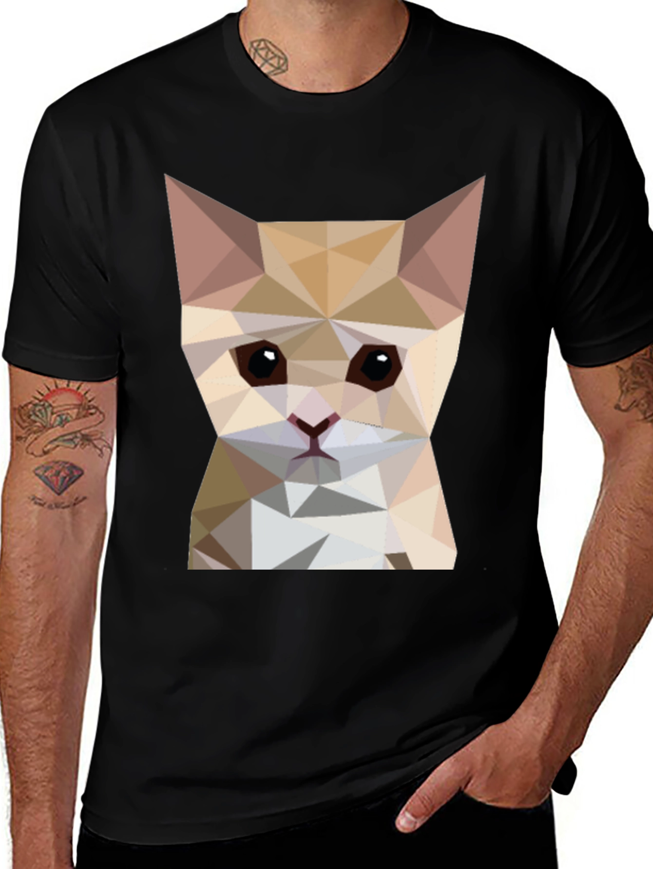 Geometric Cat T-Shirt - Modern Style