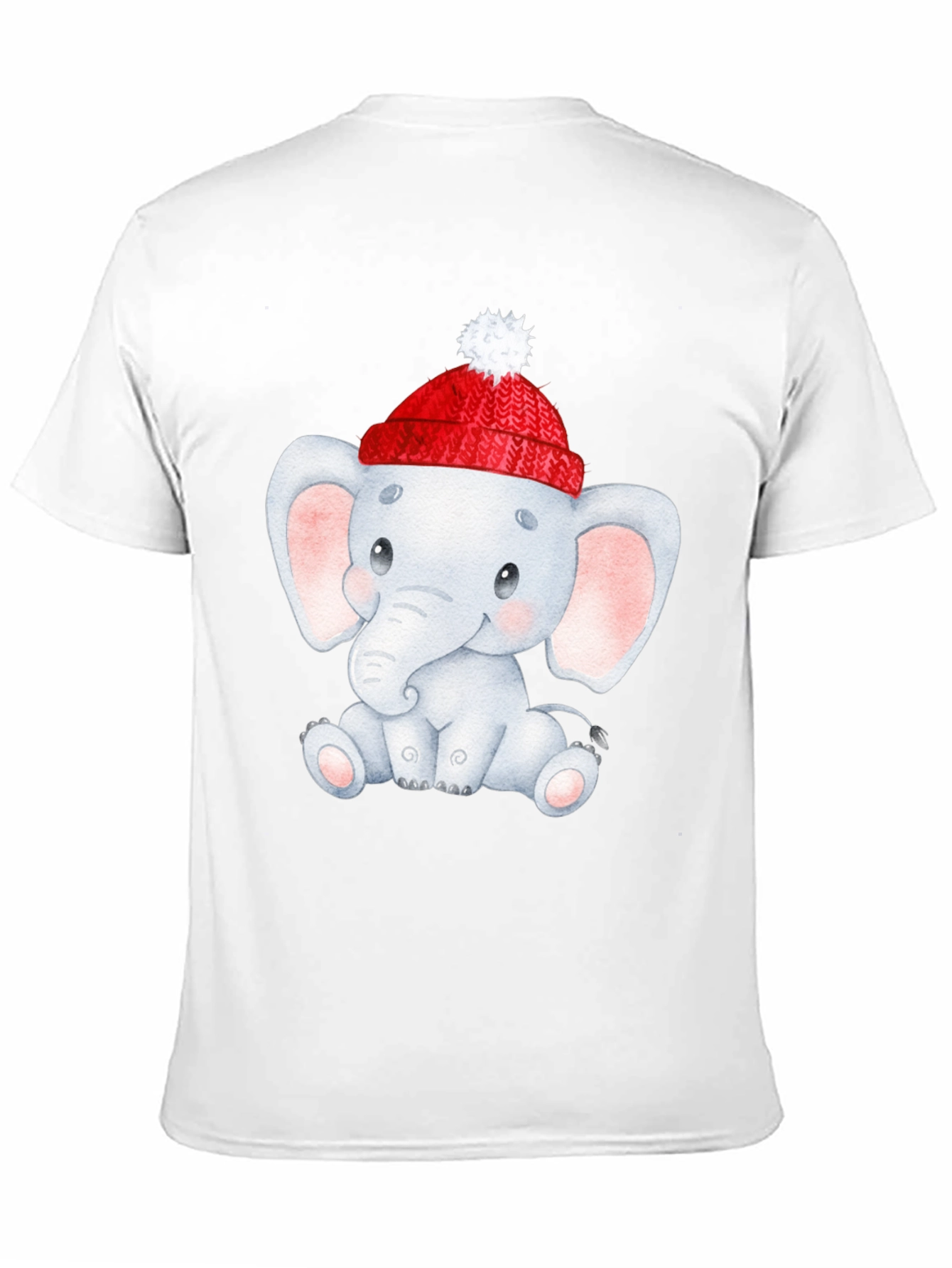 Cute Elephant in Santa Hat Graphic Tee