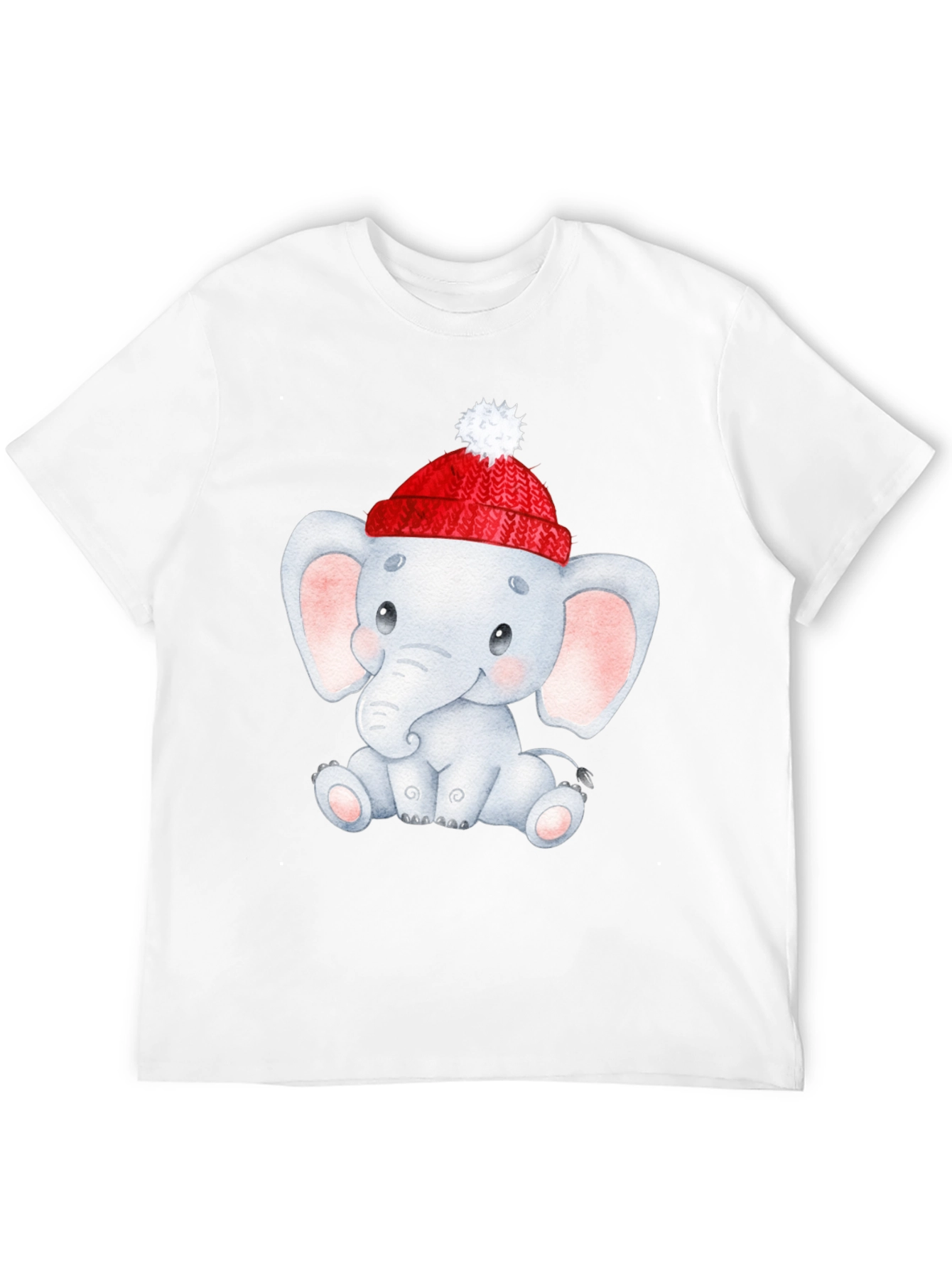 Cute Elephant in Santa Hat Graphic Tee