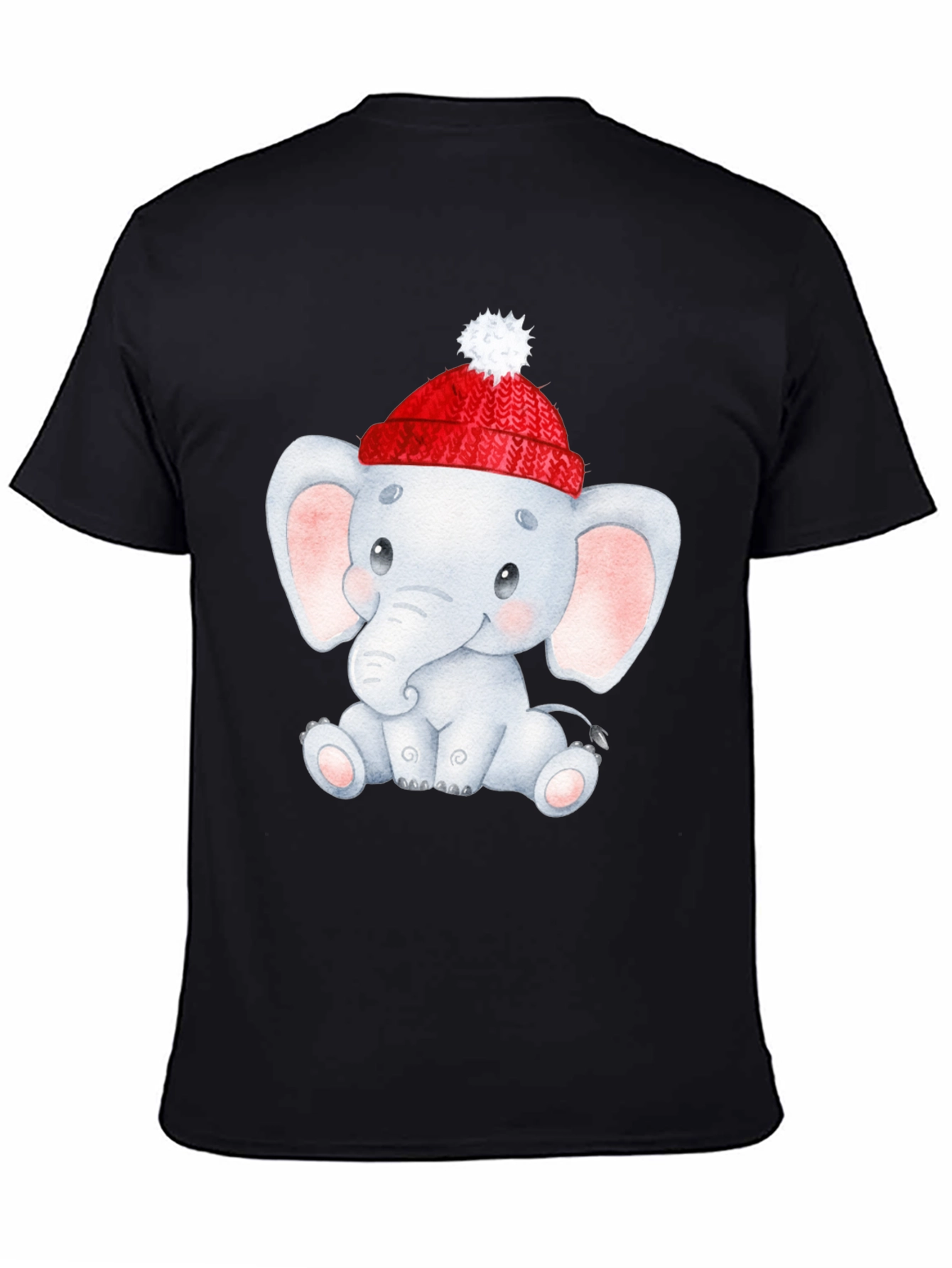 Cute Elephant in Santa Hat Graphic Tee