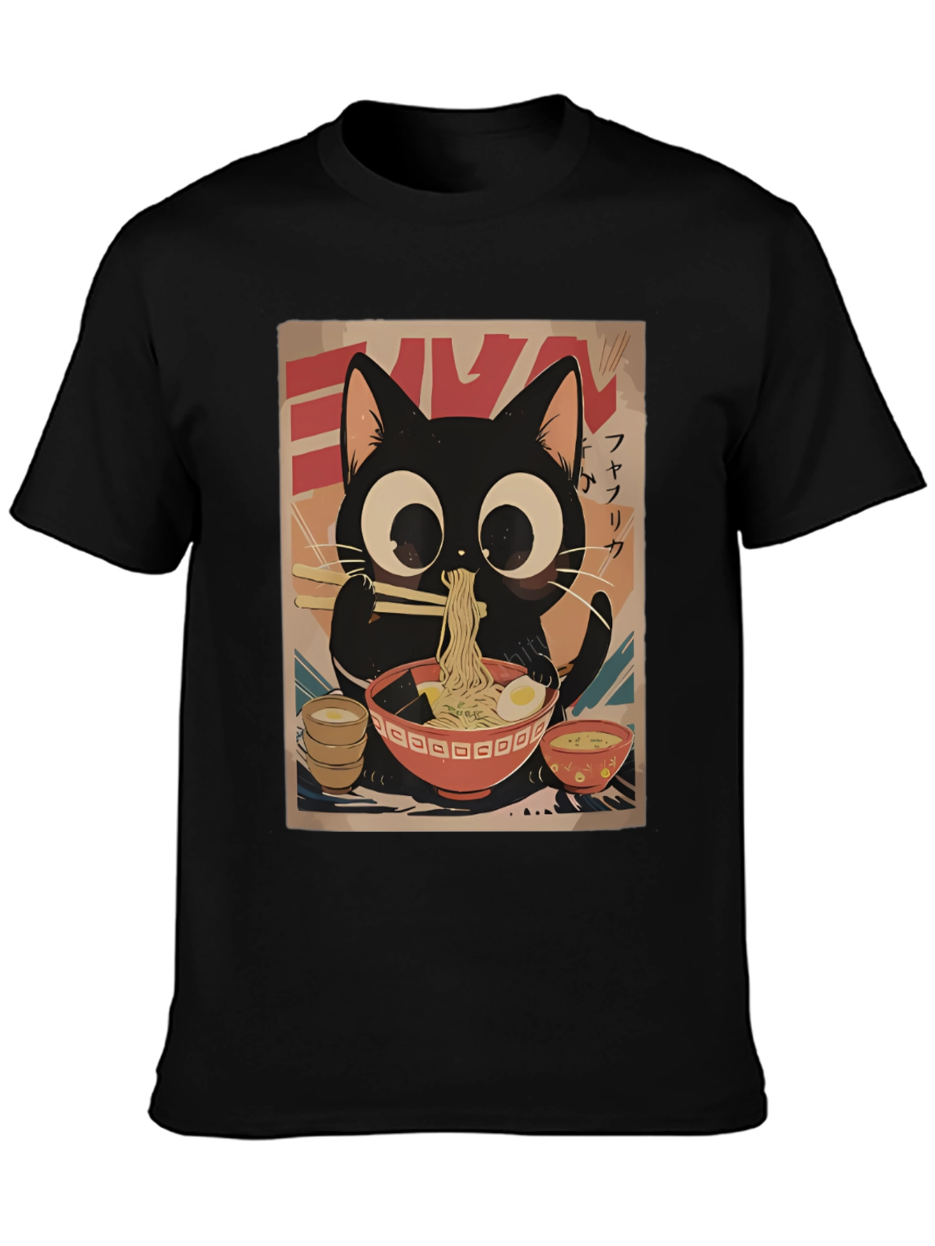Cute Cat Ramen Graphic T-Shirt