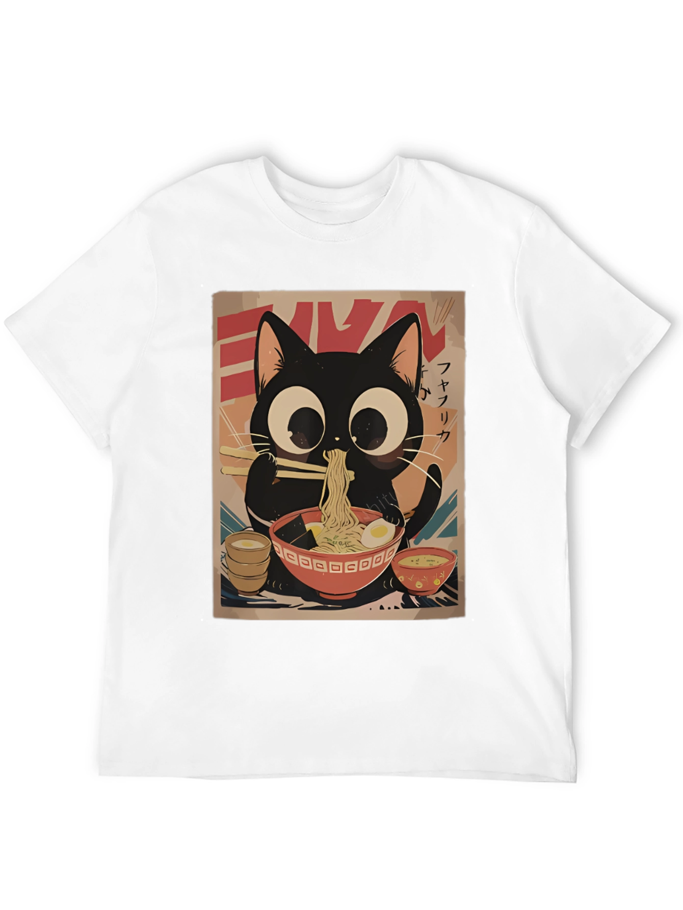 Cute Cat Ramen Graphic T-Shirt