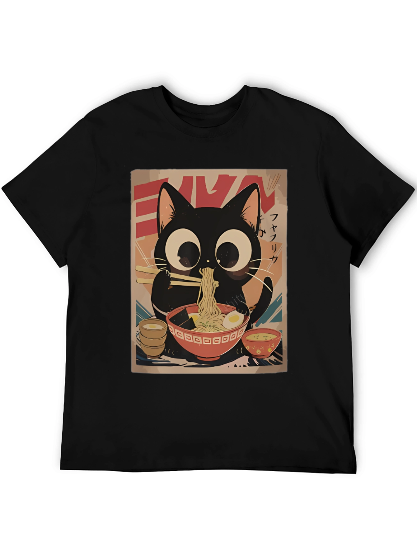 Cute Cat Ramen Graphic T-Shirt