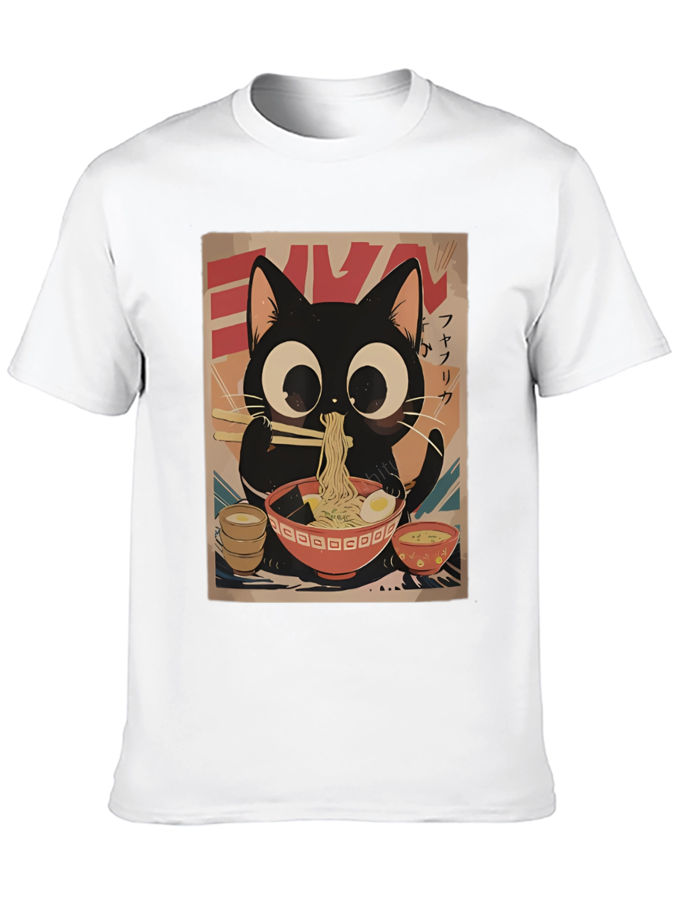 Cute Cat Ramen Graphic T-Shirt