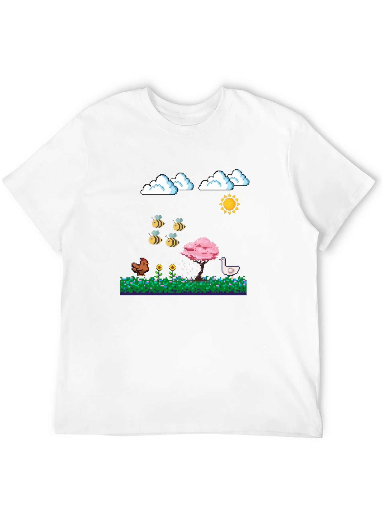 Pixel Art Farm T-Shirt - Cute Retro Gaming Style