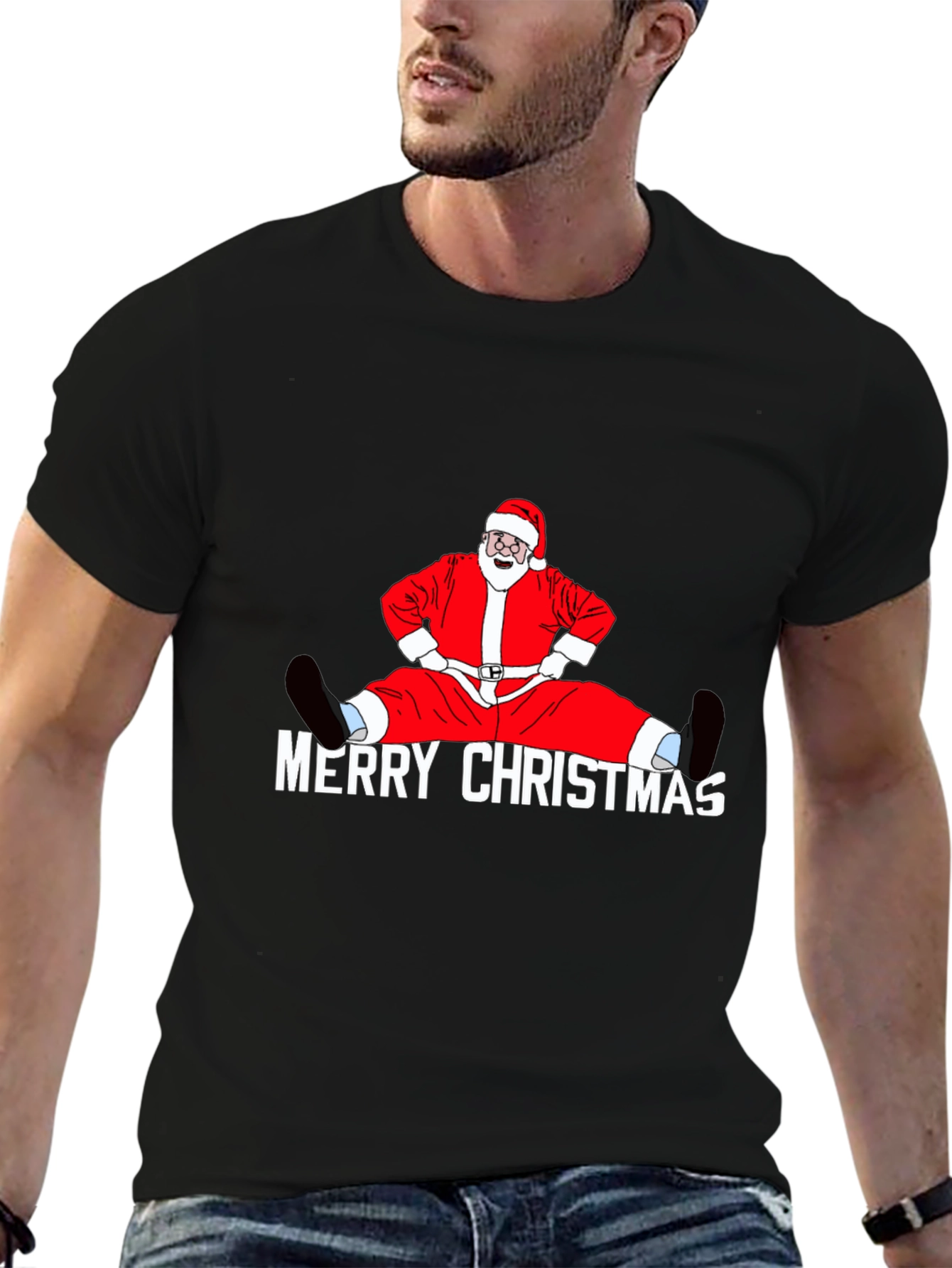 Funny Santa Merry Christmas Graphic T-Shirt