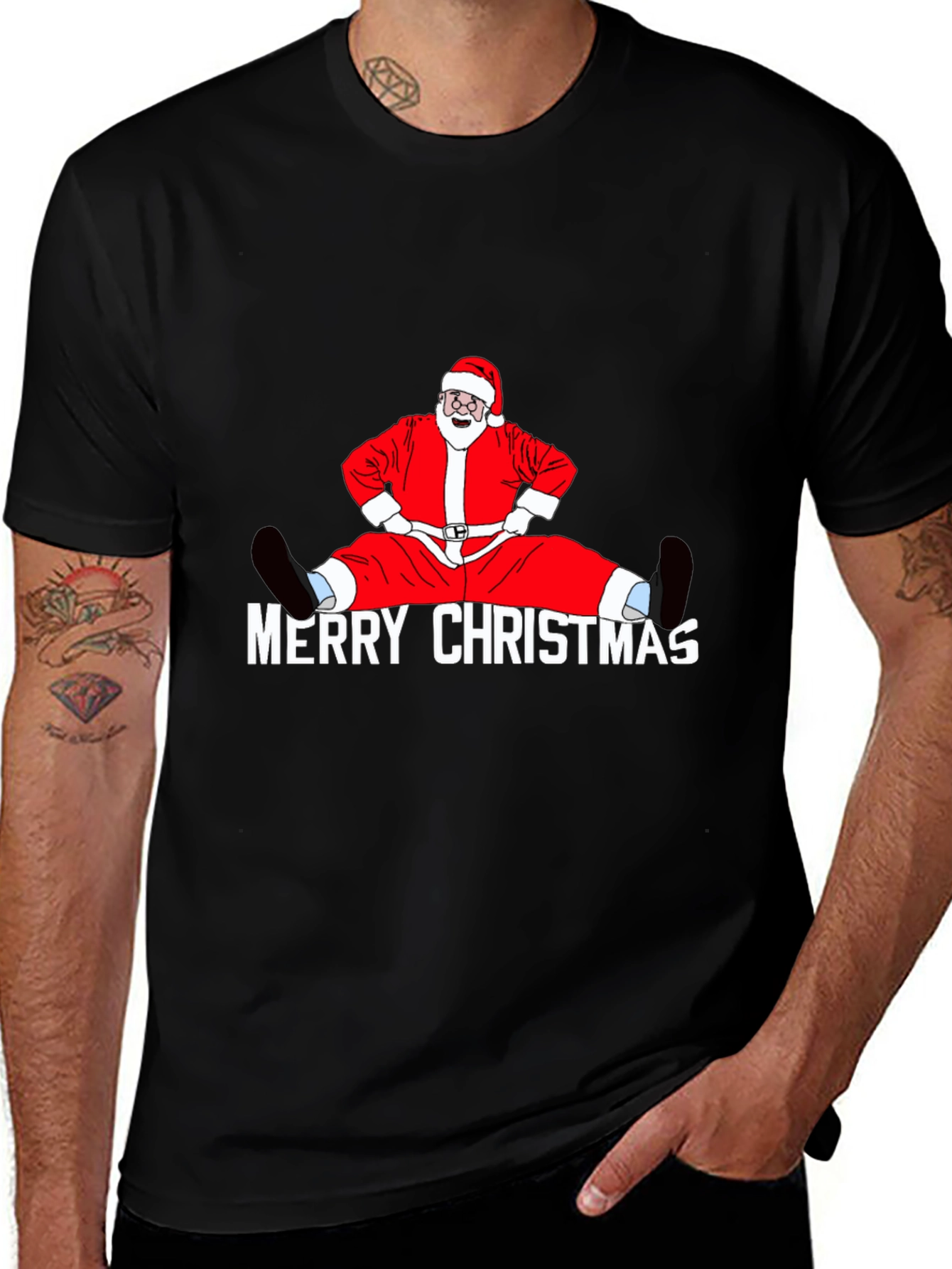 Funny Santa Merry Christmas Graphic T-Shirt