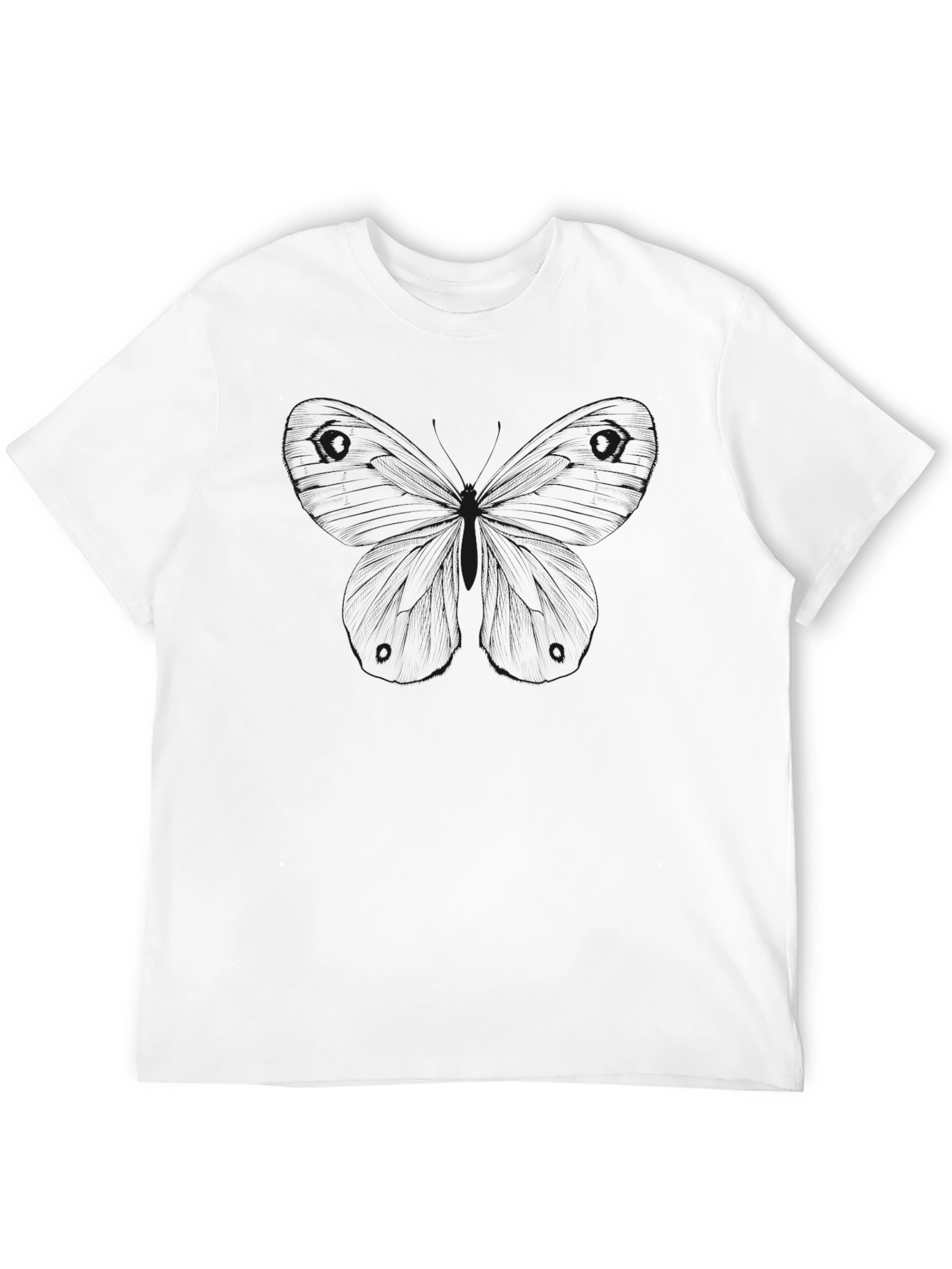 Mens Black Short Sleeve Butterfly Graphic T-Shirt