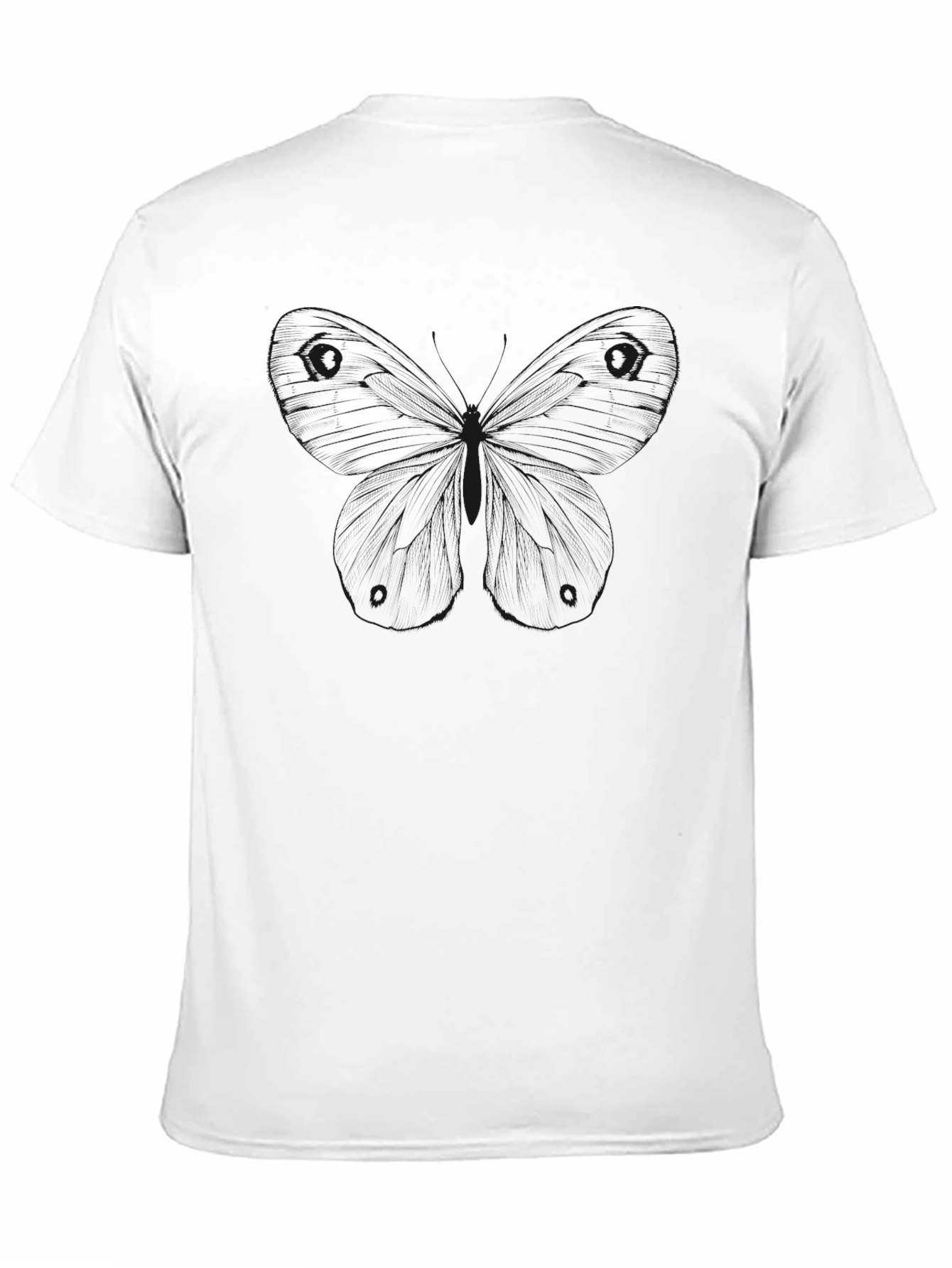 Mens Black Short Sleeve Butterfly Graphic T-Shirt