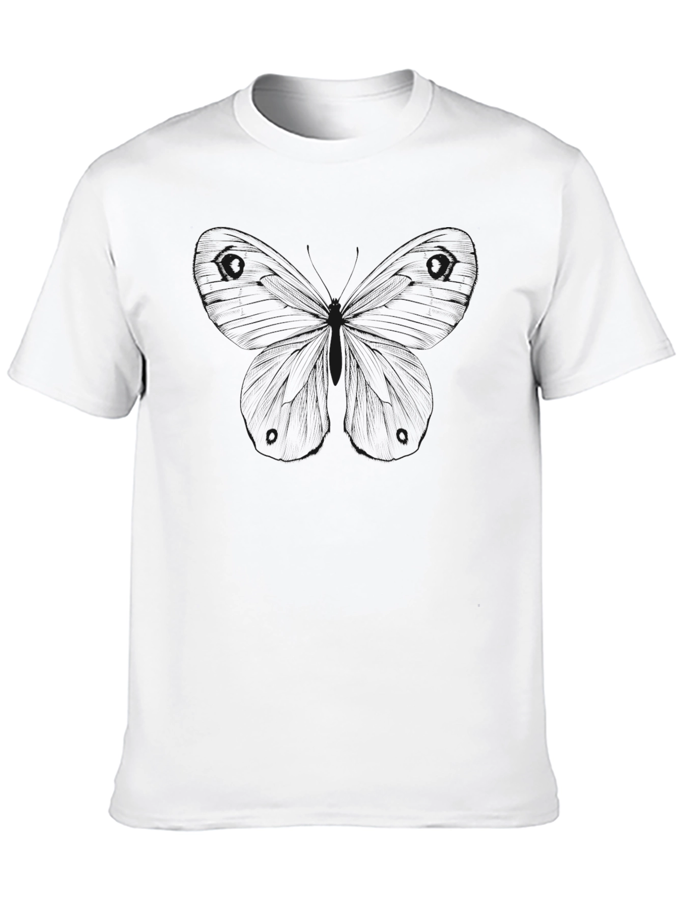 Mens Black Short Sleeve Butterfly Graphic T-Shirt