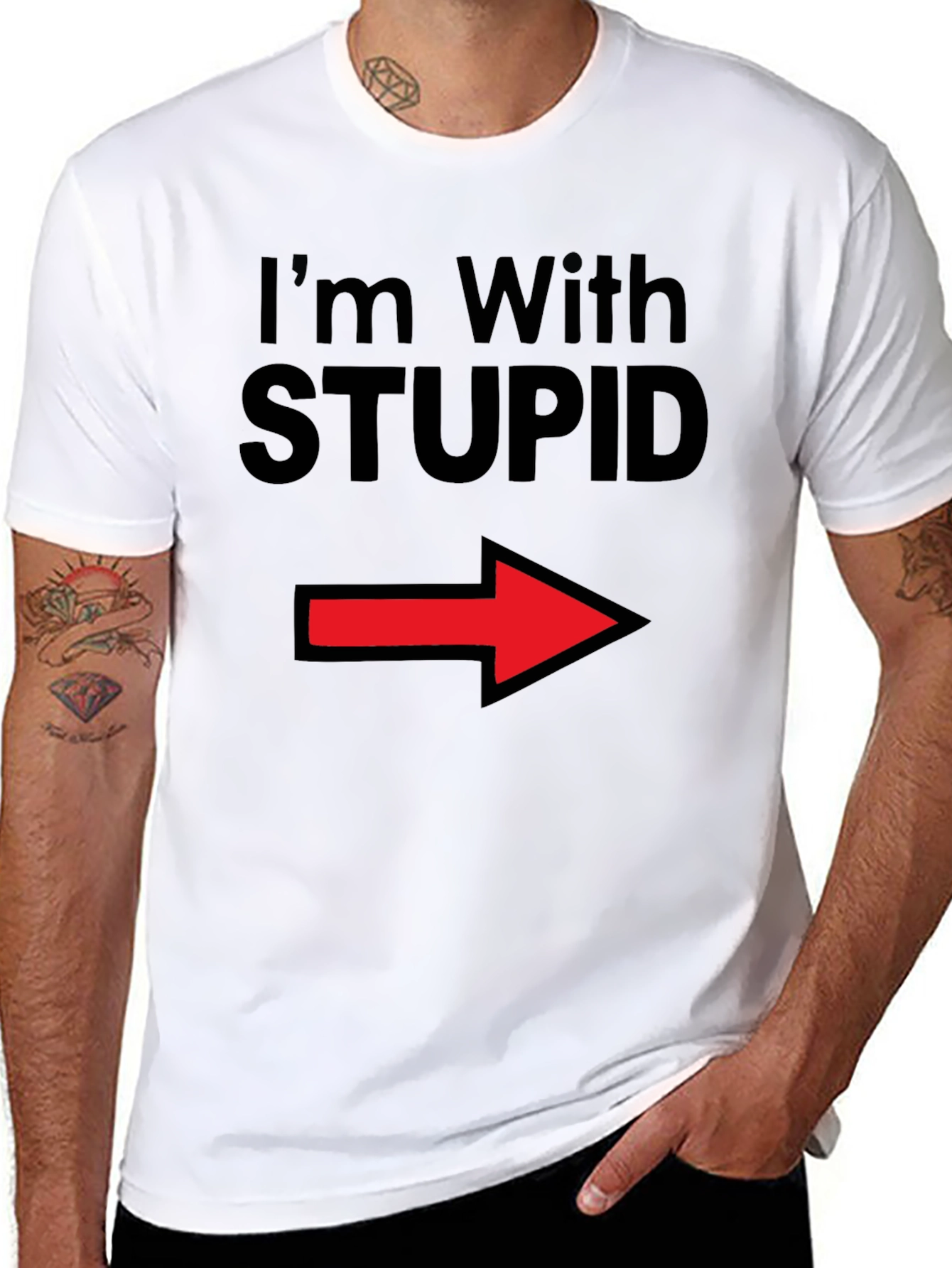 Im With Stupid T-Shirt Arrow Pointing Funny Tee