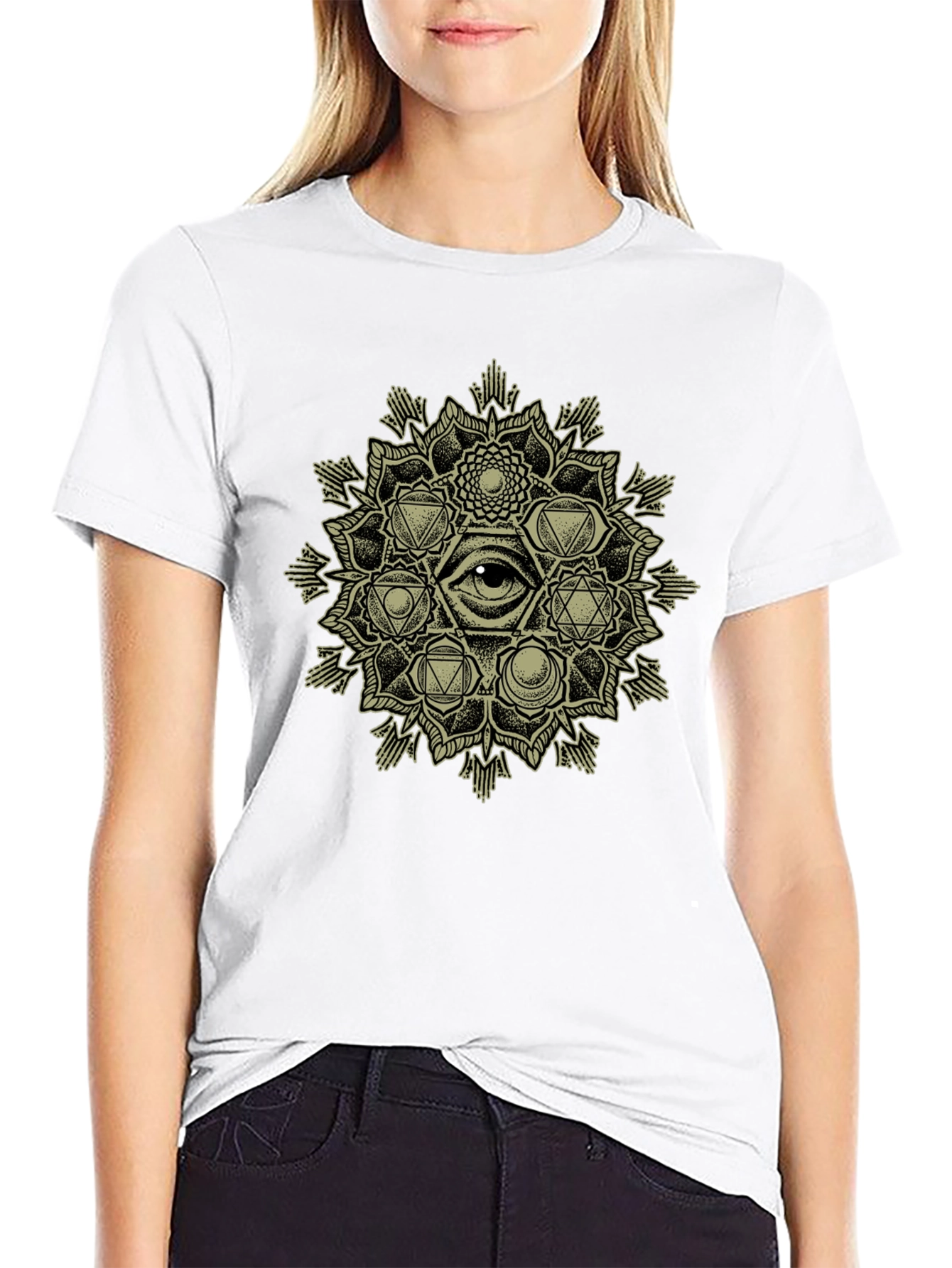 Mystic Eye Mandala Graphic Tee - Black