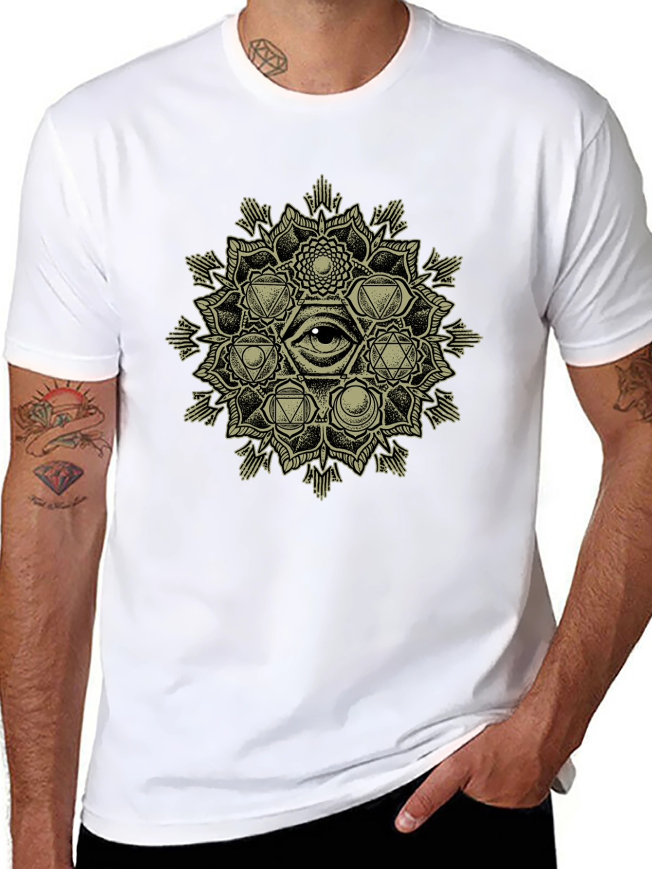 Mystic Eye Mandala Graphic Tee - Black