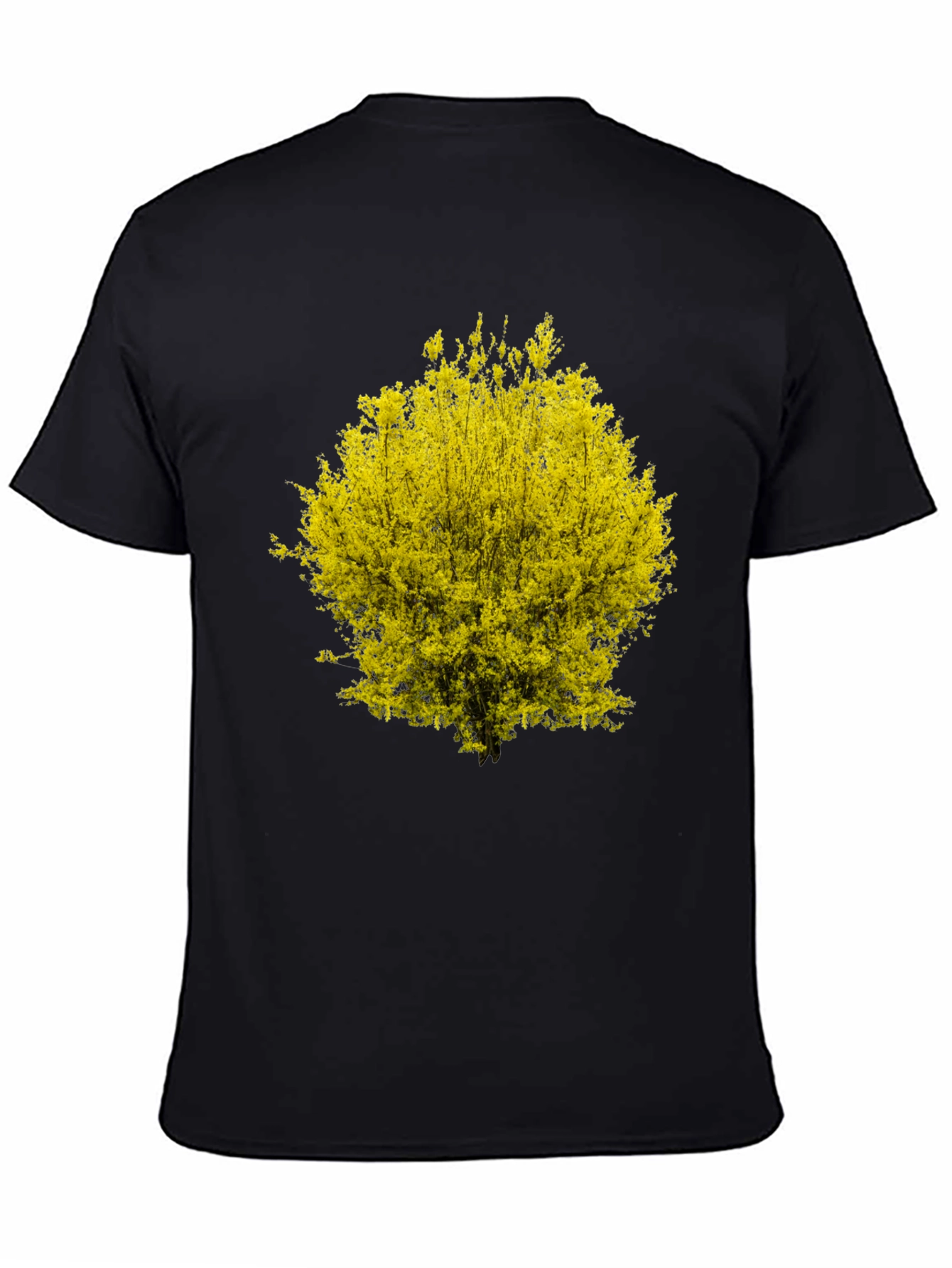 Yellow Blossom Tree Graphic Black T-Shirt