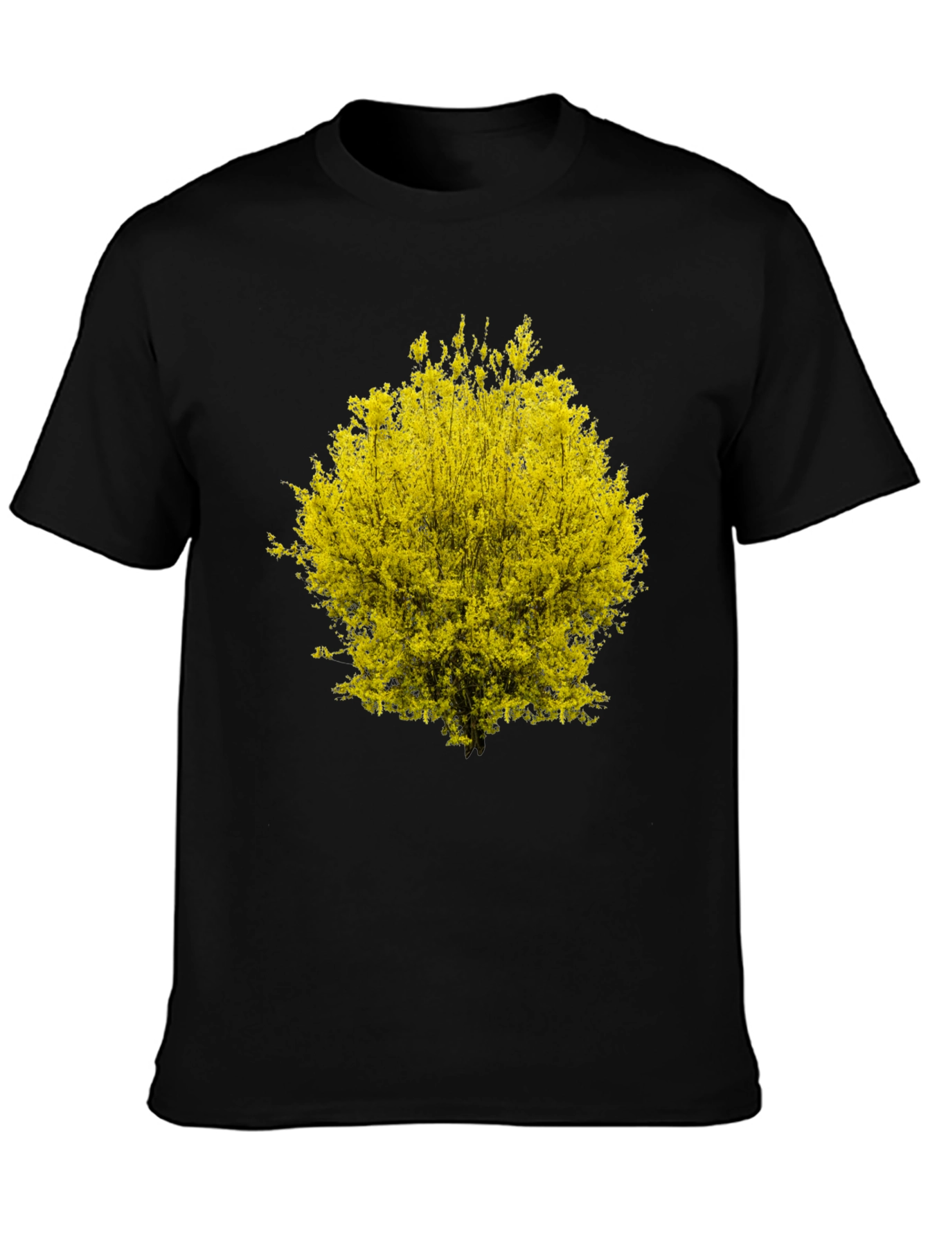 Yellow Blossom Tree Graphic Black T-Shirt