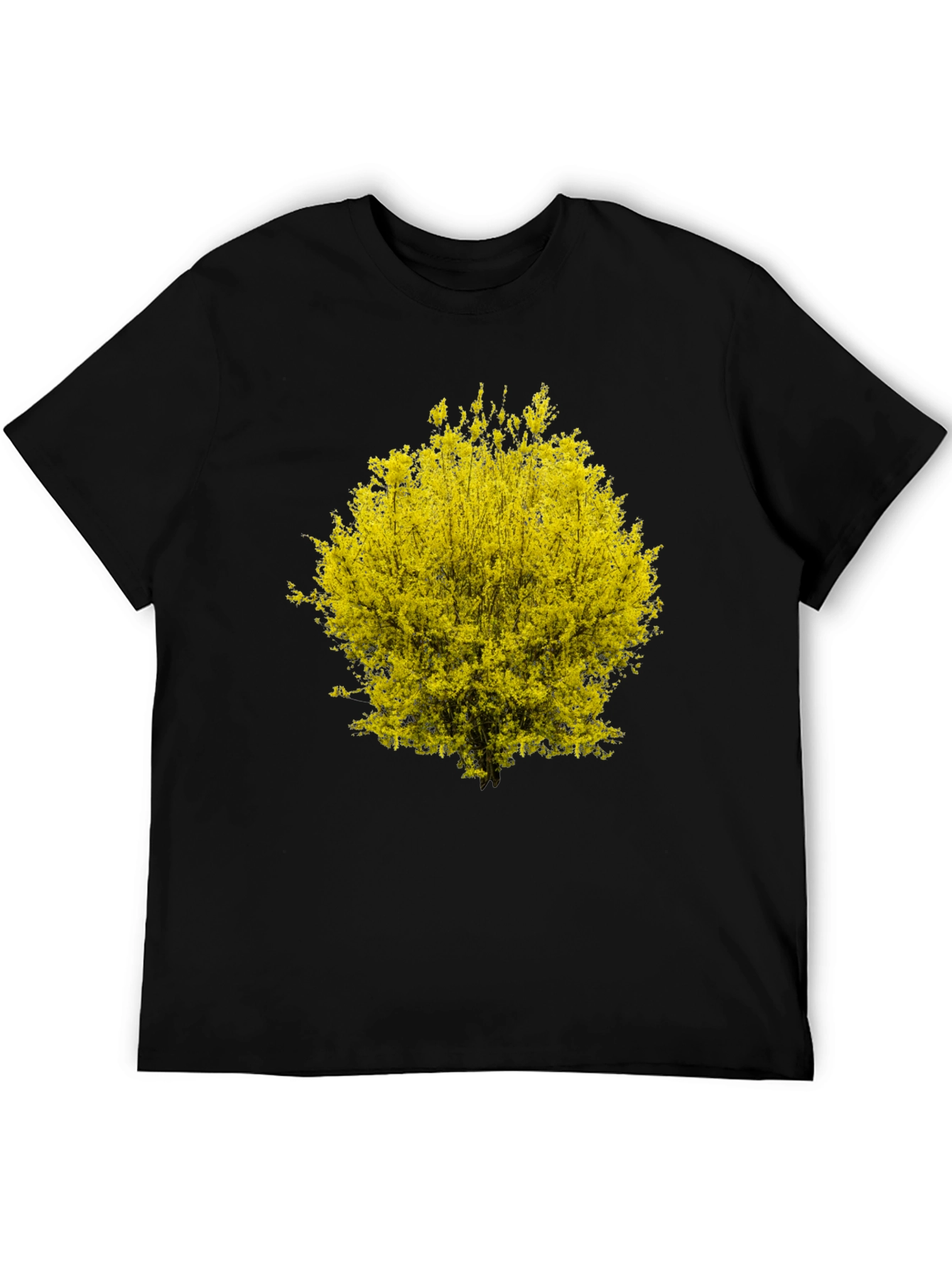 Yellow Blossom Tree Graphic Black T-Shirt