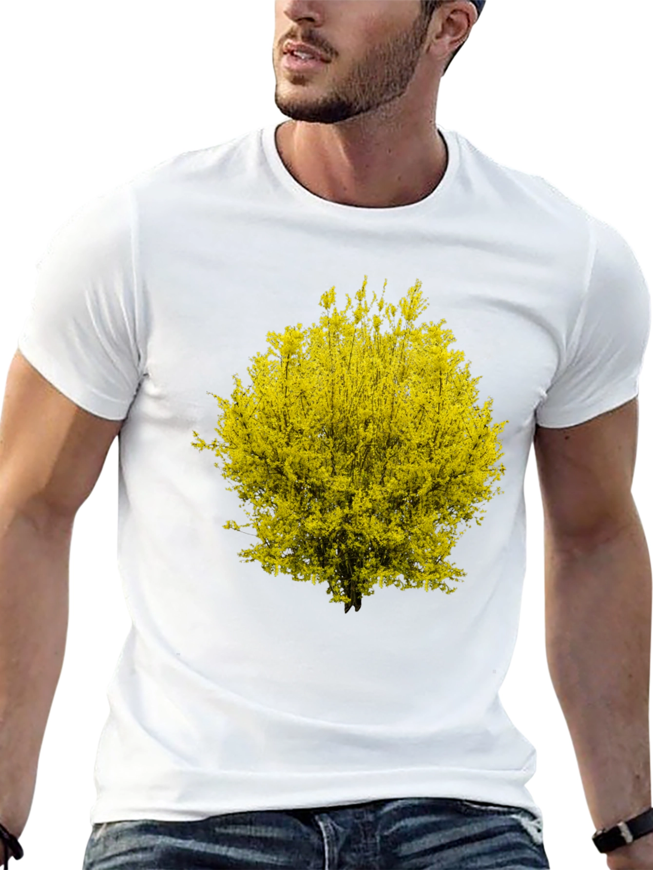 Yellow Blossom Tree Graphic Black T-Shirt