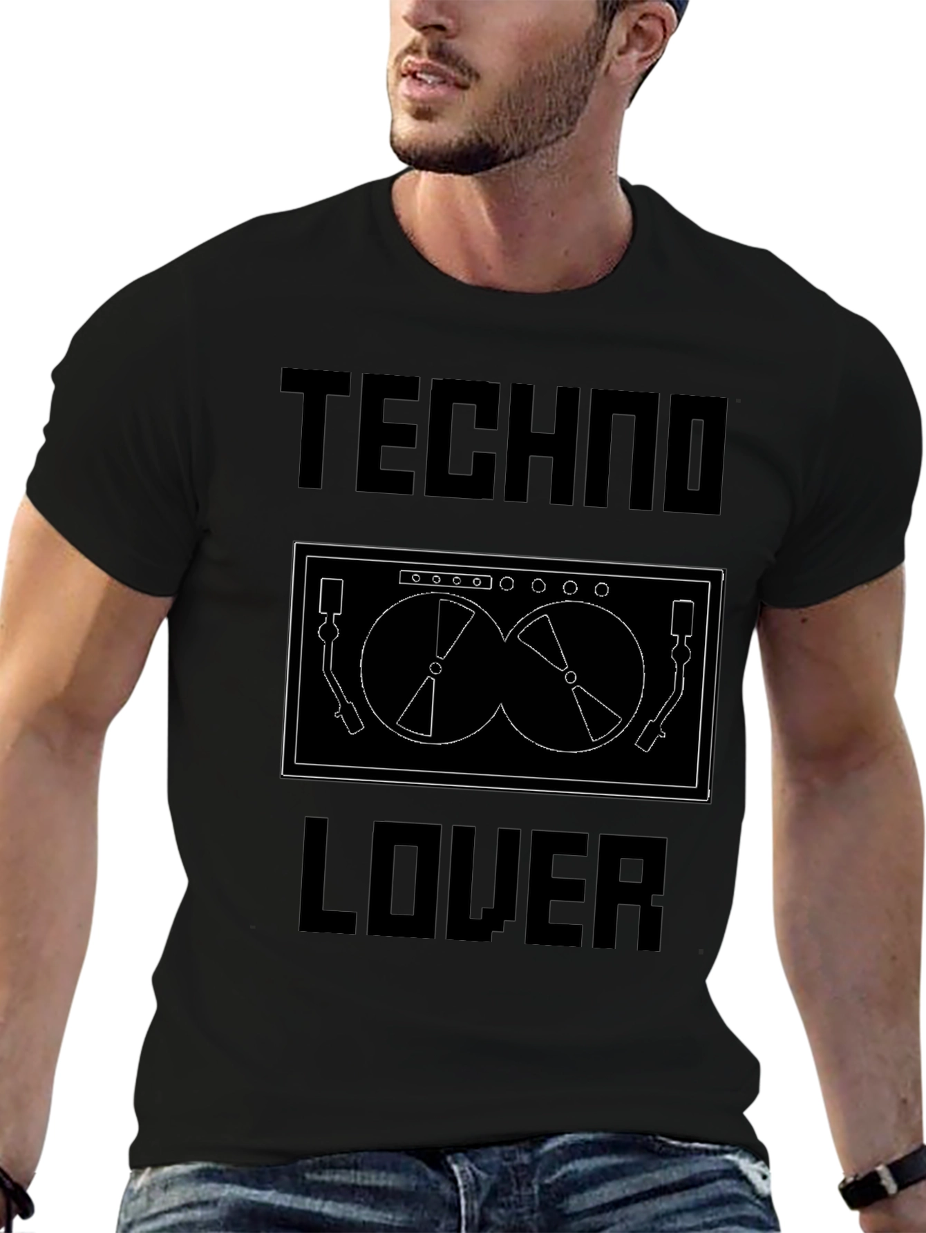 Techno Lover Black Graphic Tee