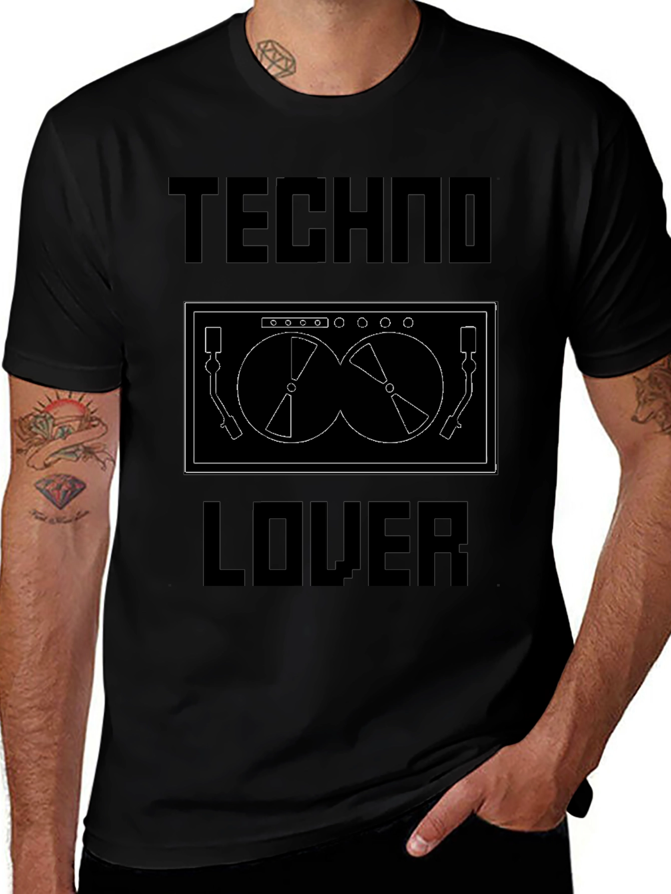 Techno Lover Black Graphic Tee