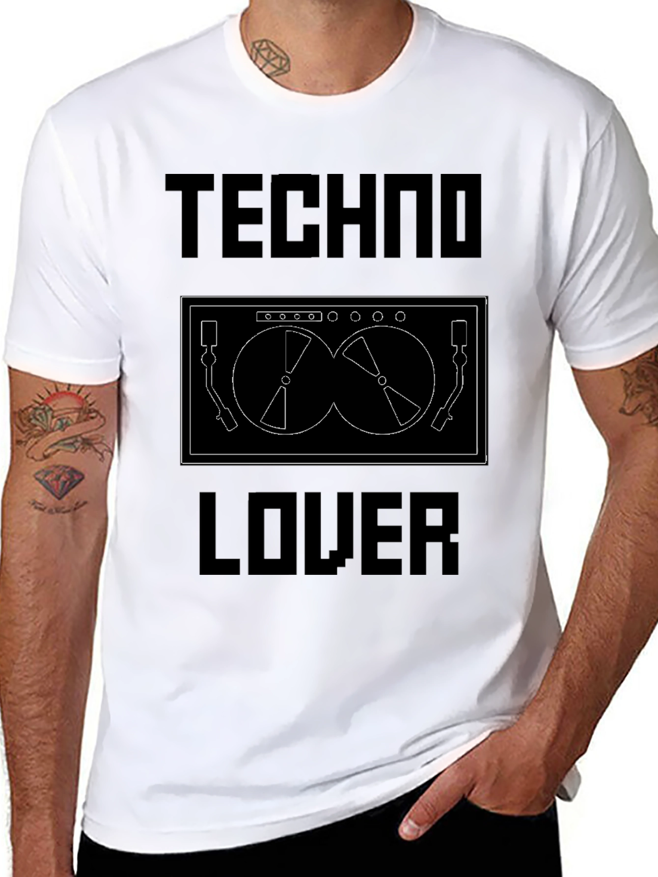 Techno Lover Black Graphic Tee