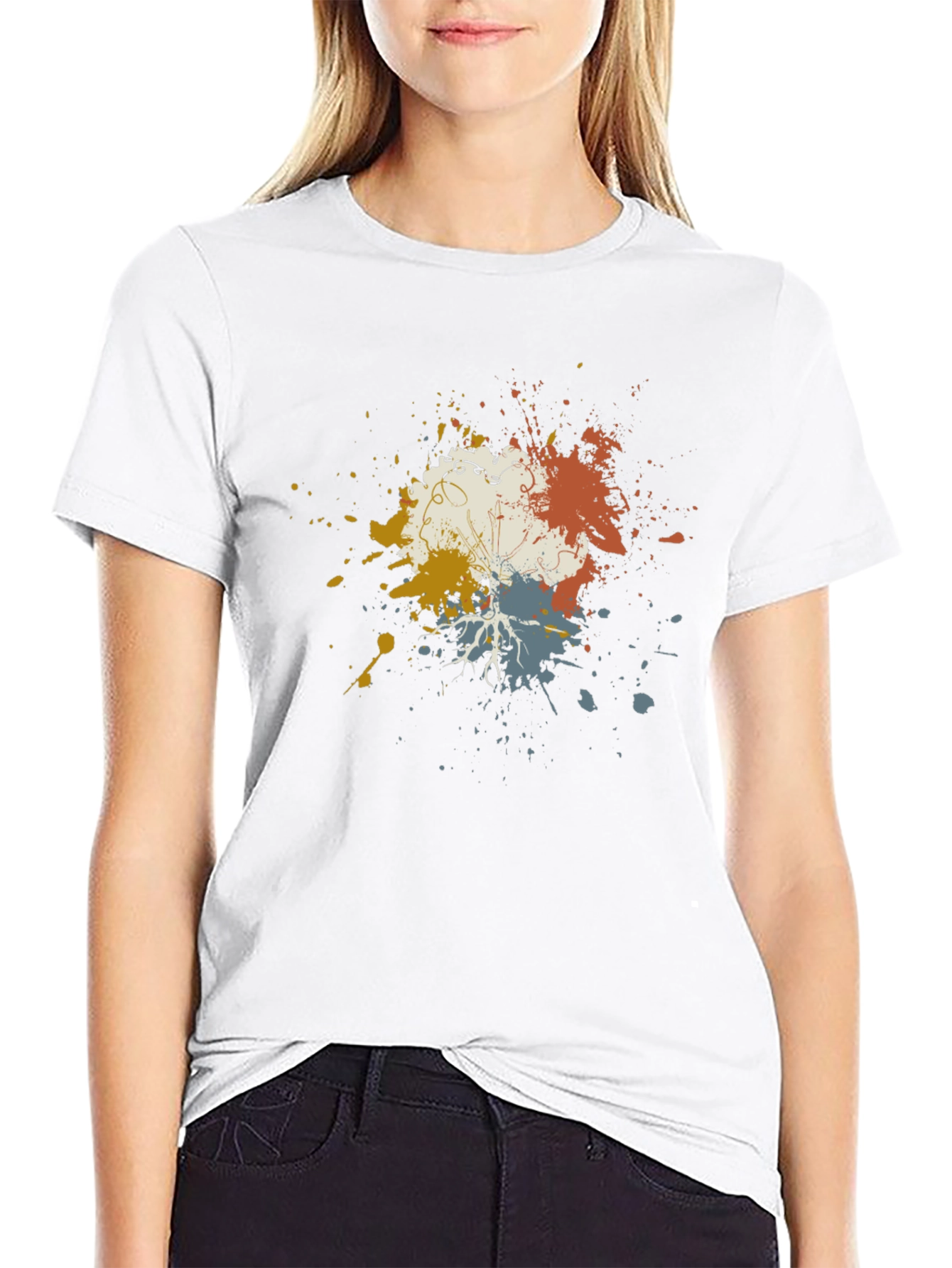 Artistic Splatter Graphic Tee - Modern Black T-Shirt