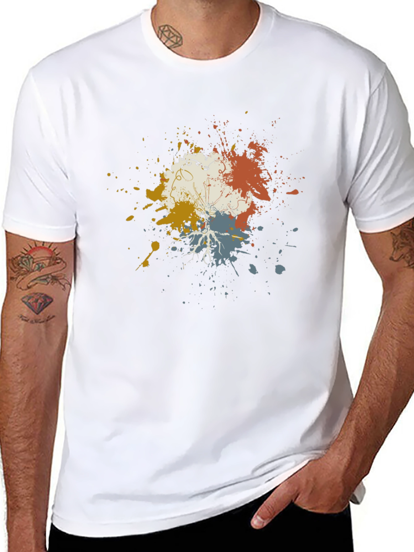Artistic Splatter Graphic Tee - Modern Black T-Shirt