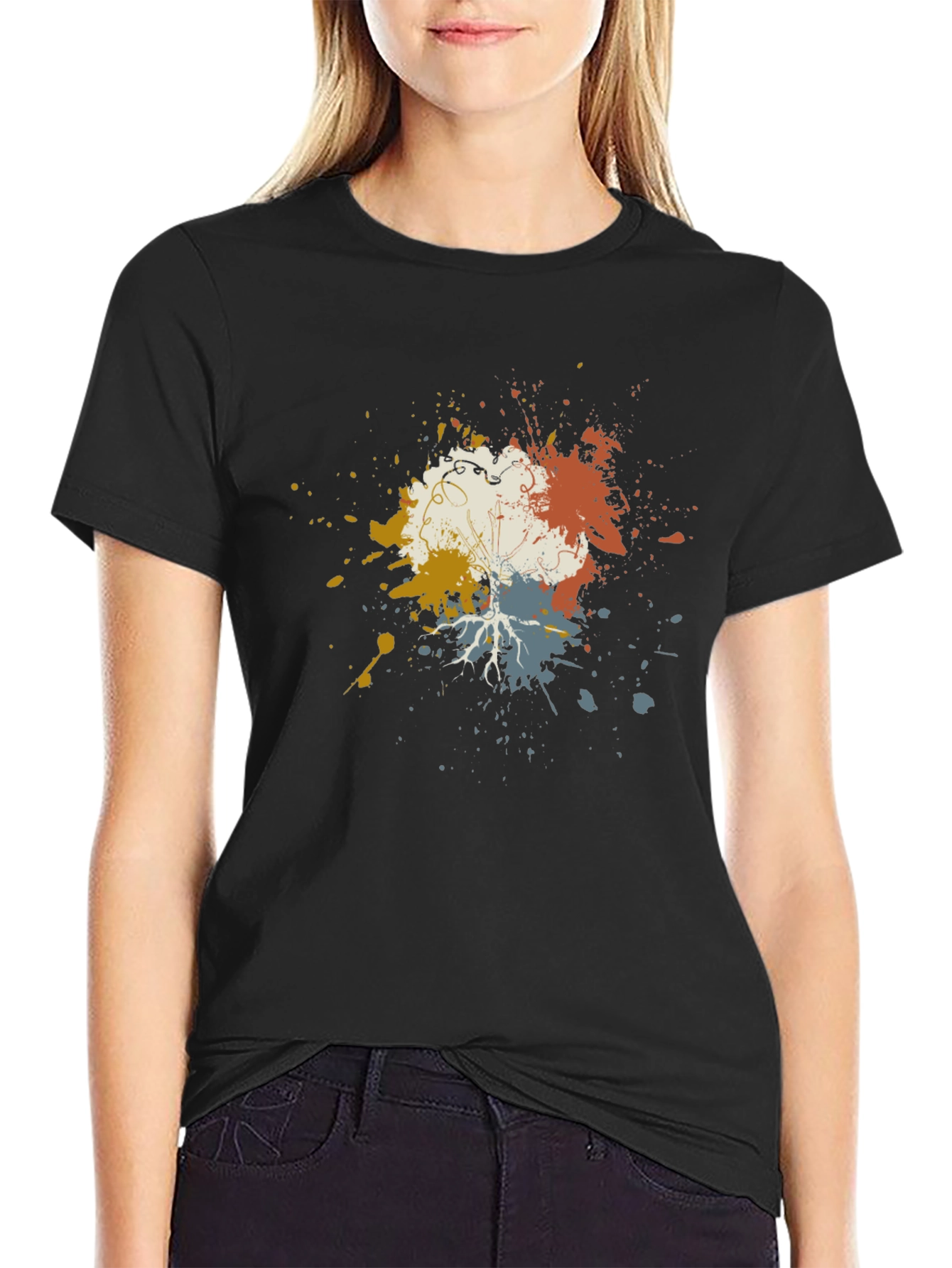 Artistic Splatter Graphic Tee - Modern Black T-Shirt