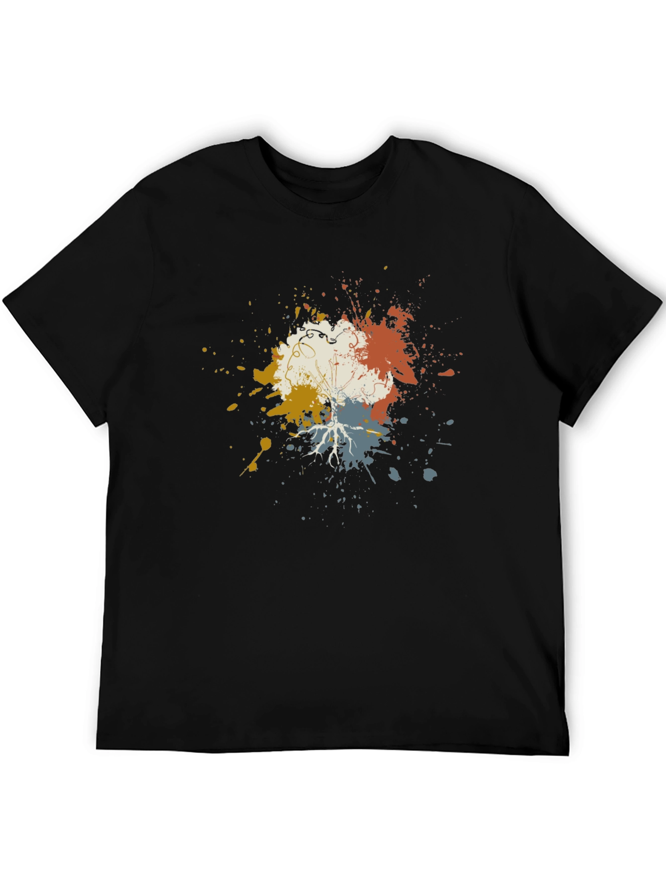 Artistic Splatter Graphic Tee - Modern Black T-Shirt