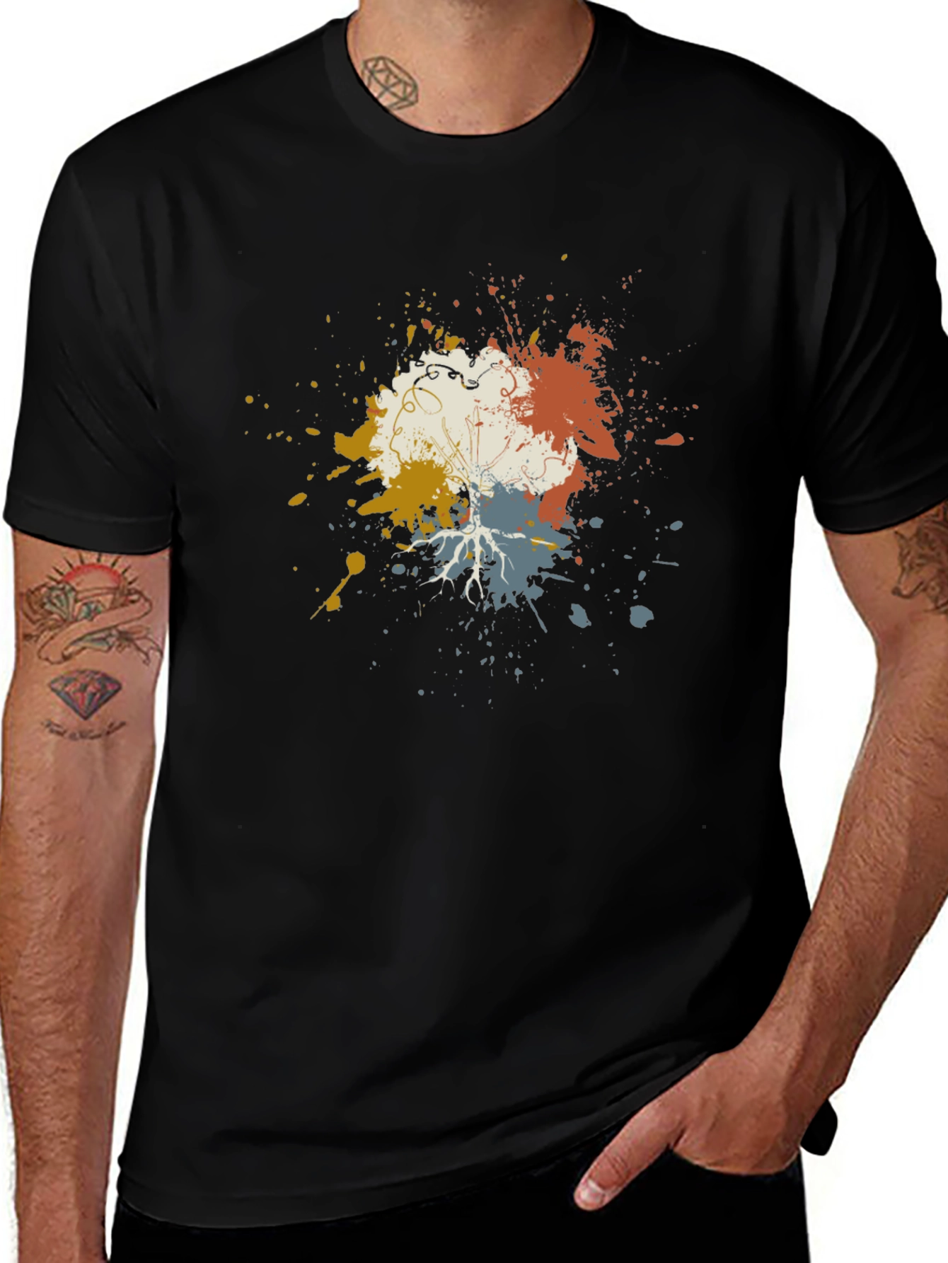 Artistic Splatter Graphic Tee - Modern Black T-Shirt