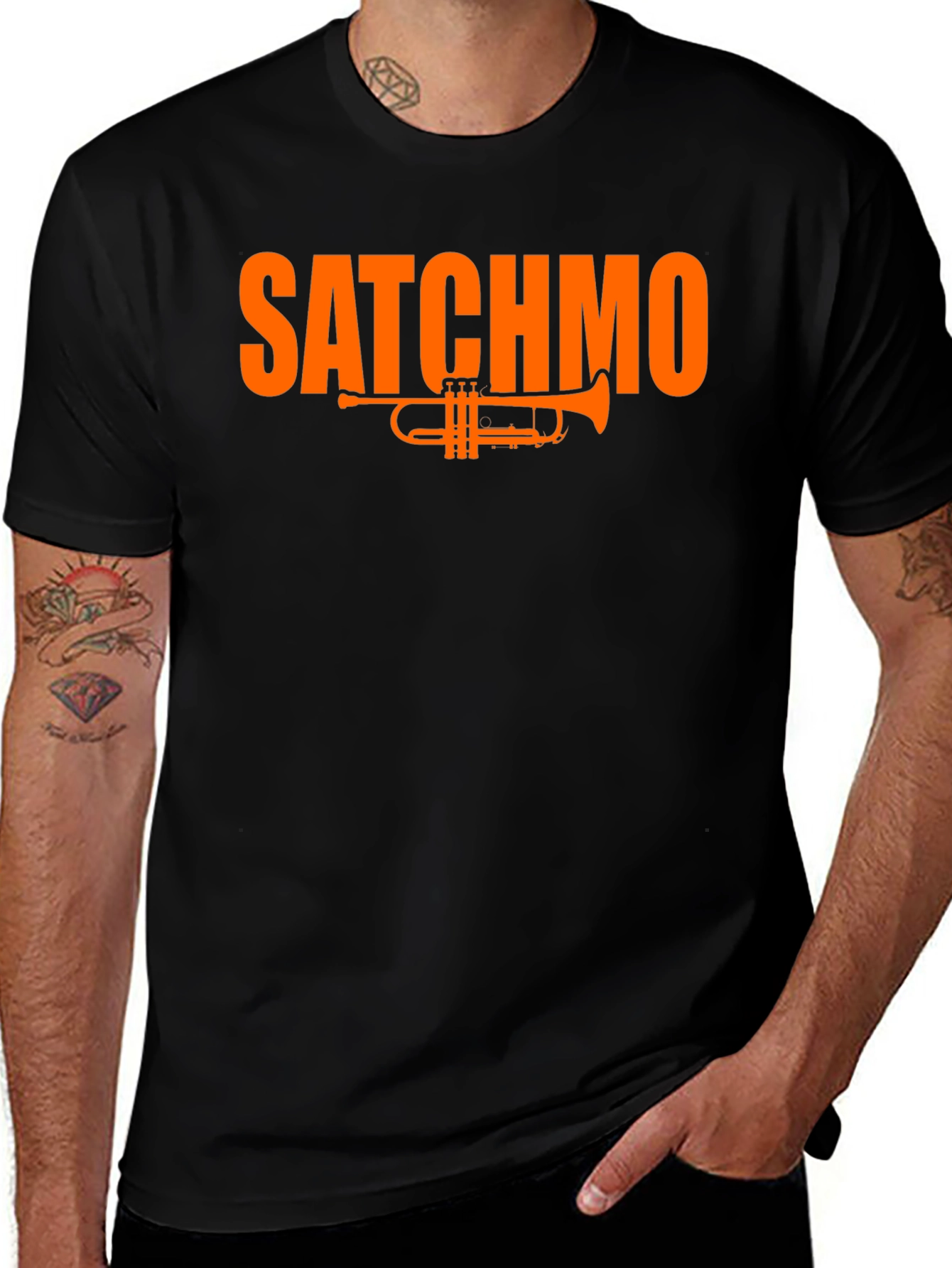 Satchmo Trumpet Graphic Black T-Shirt