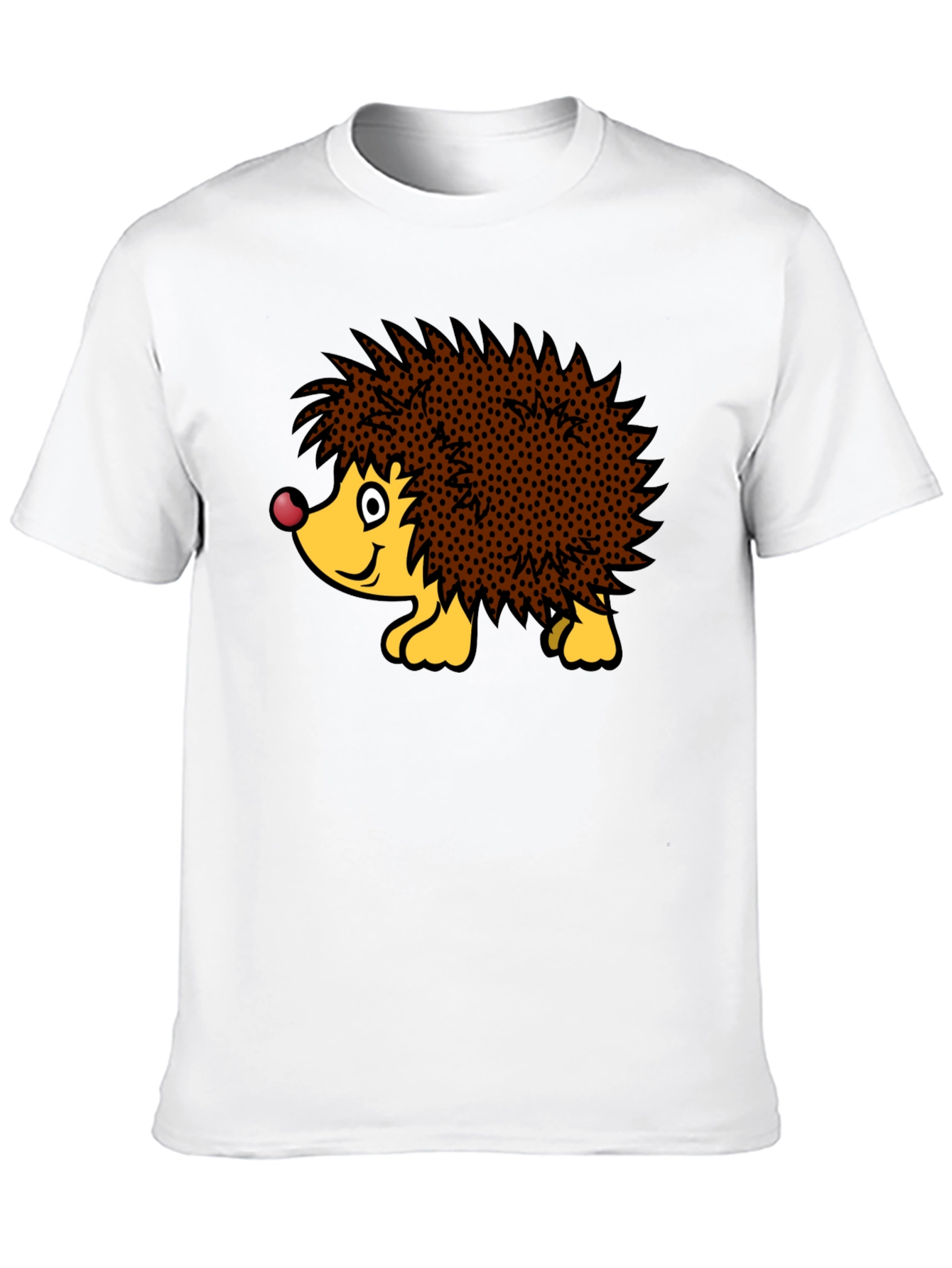 Cute Hedgehog Graphic Tee - Black Cotton T-Shirt