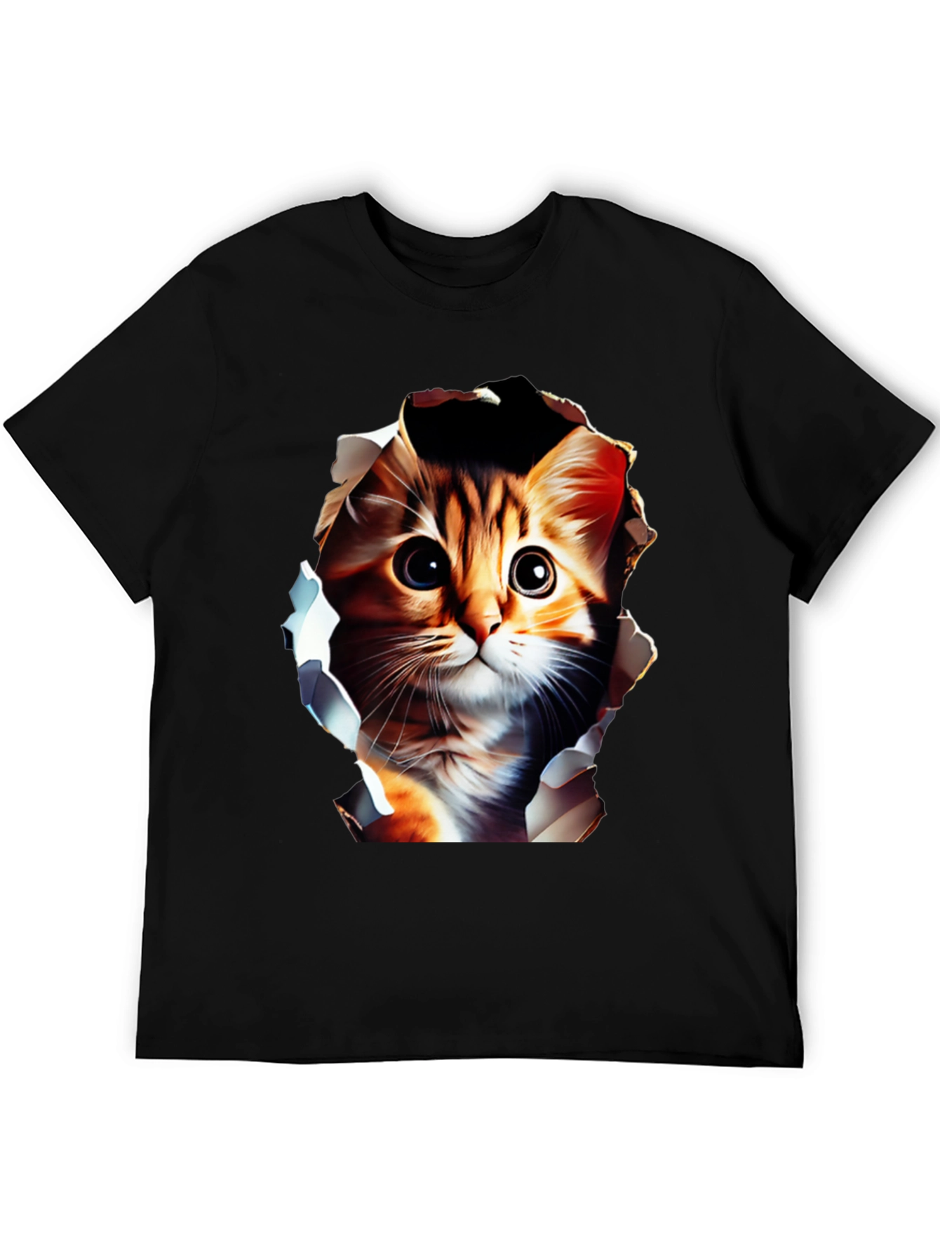 Cute Cat Graphic Tee - Mens Black T-Shirt