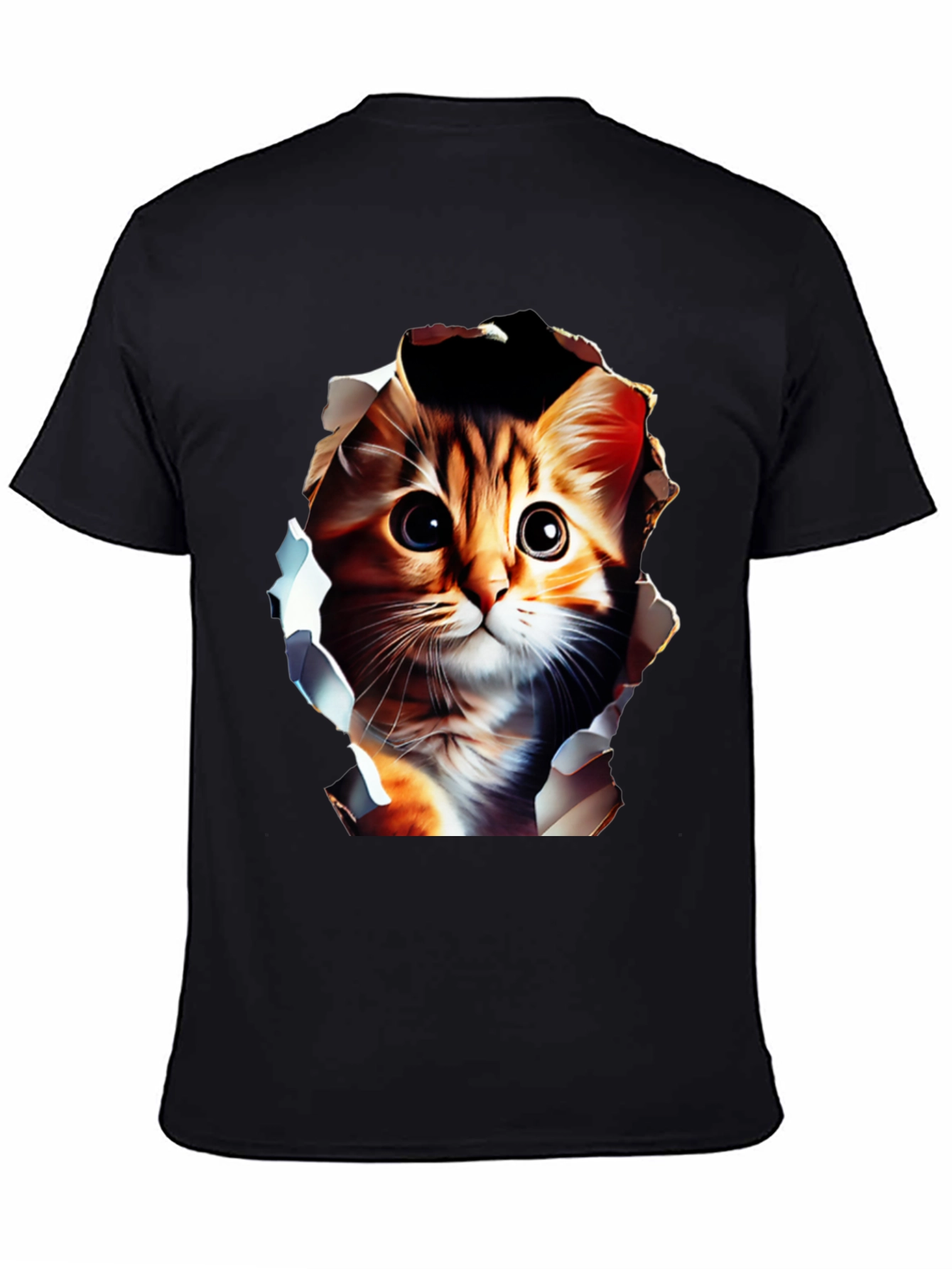 Cute Cat Graphic Tee - Mens Black T-Shirt