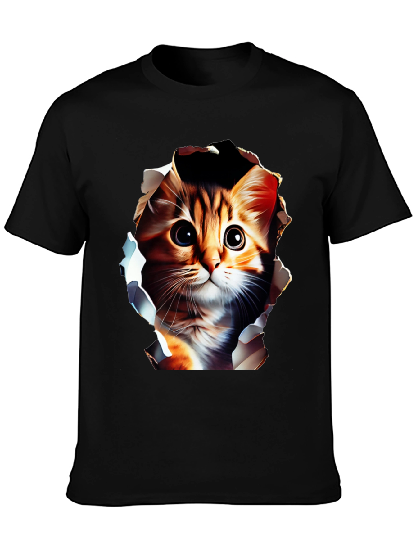Cute Cat Graphic Tee - Mens Black T-Shirt