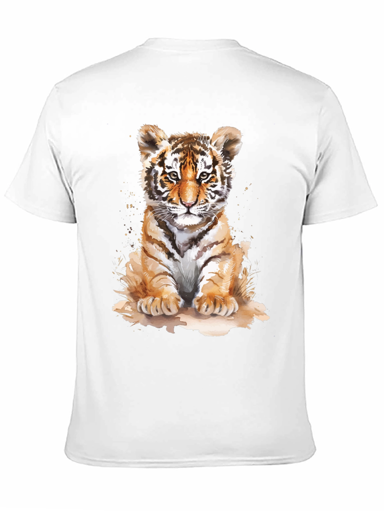 Cute Tiger Cub Graphic Tee - Black Cotton T-Shirt