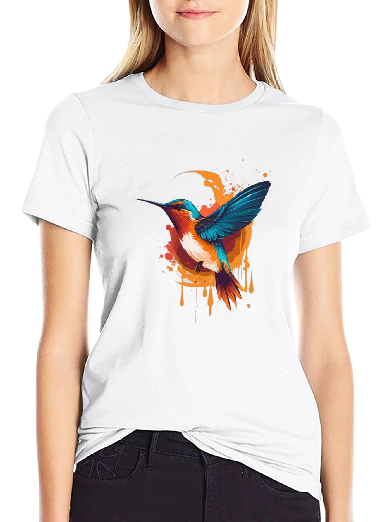 Hummingbird Graphic Tee - Stylish Black T-Shirt