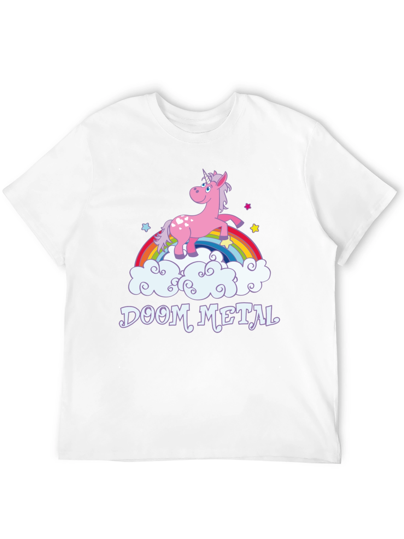 Doom Metal Unicorn Rainbow Graphic T-Shirt