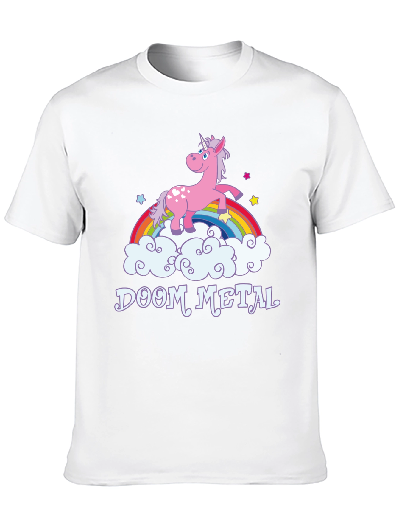 Doom Metal Unicorn Rainbow Graphic T-Shirt
