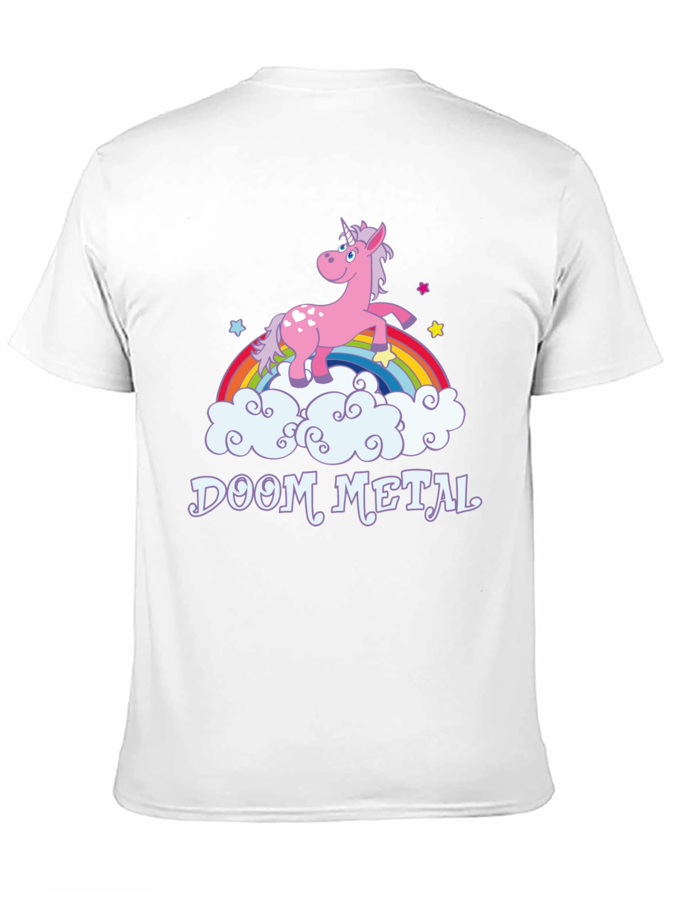 Doom Metal Unicorn Rainbow Graphic T-Shirt